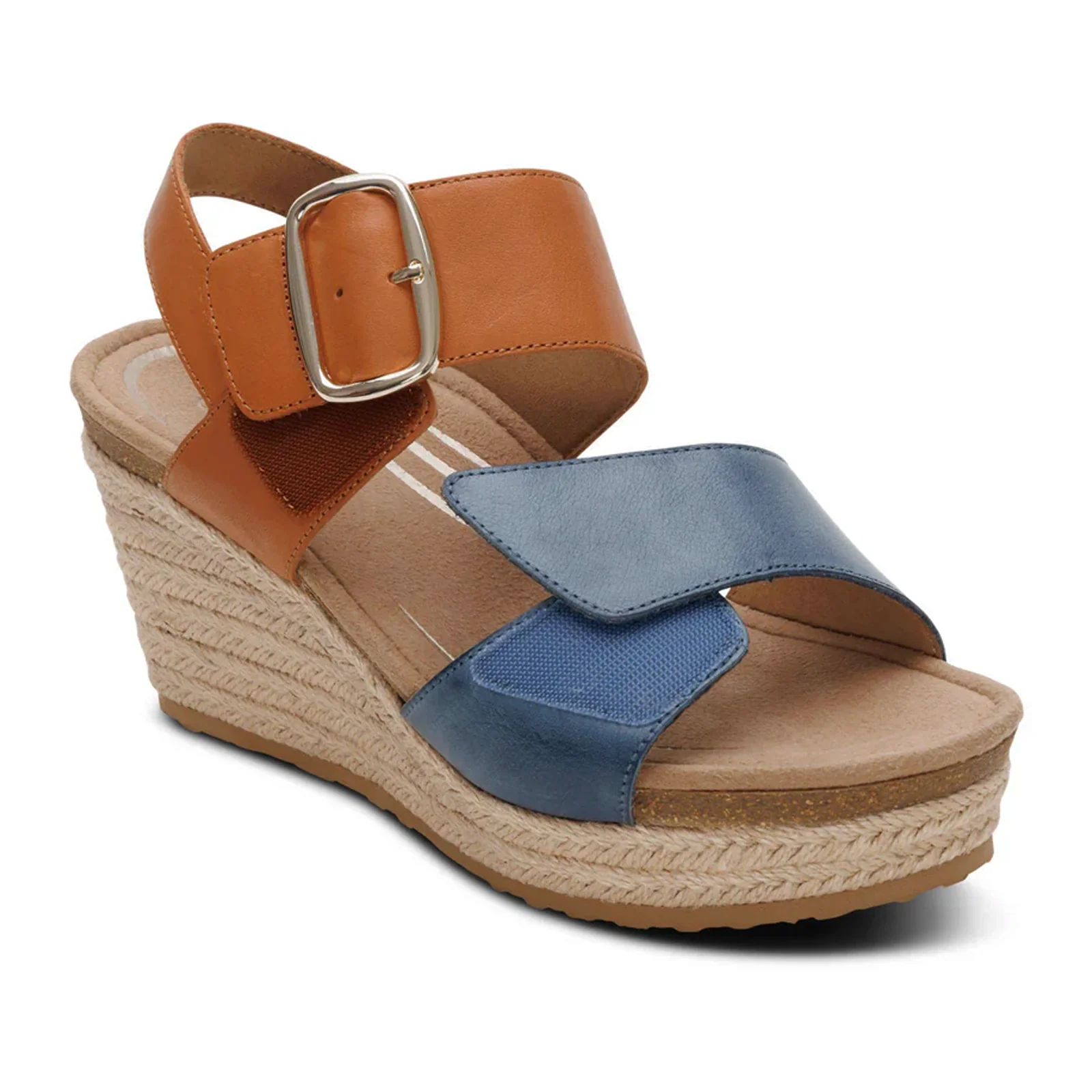 Aetrex Ashley Wedge Sandal (Women) - Hazy Blue Multi - Image 7