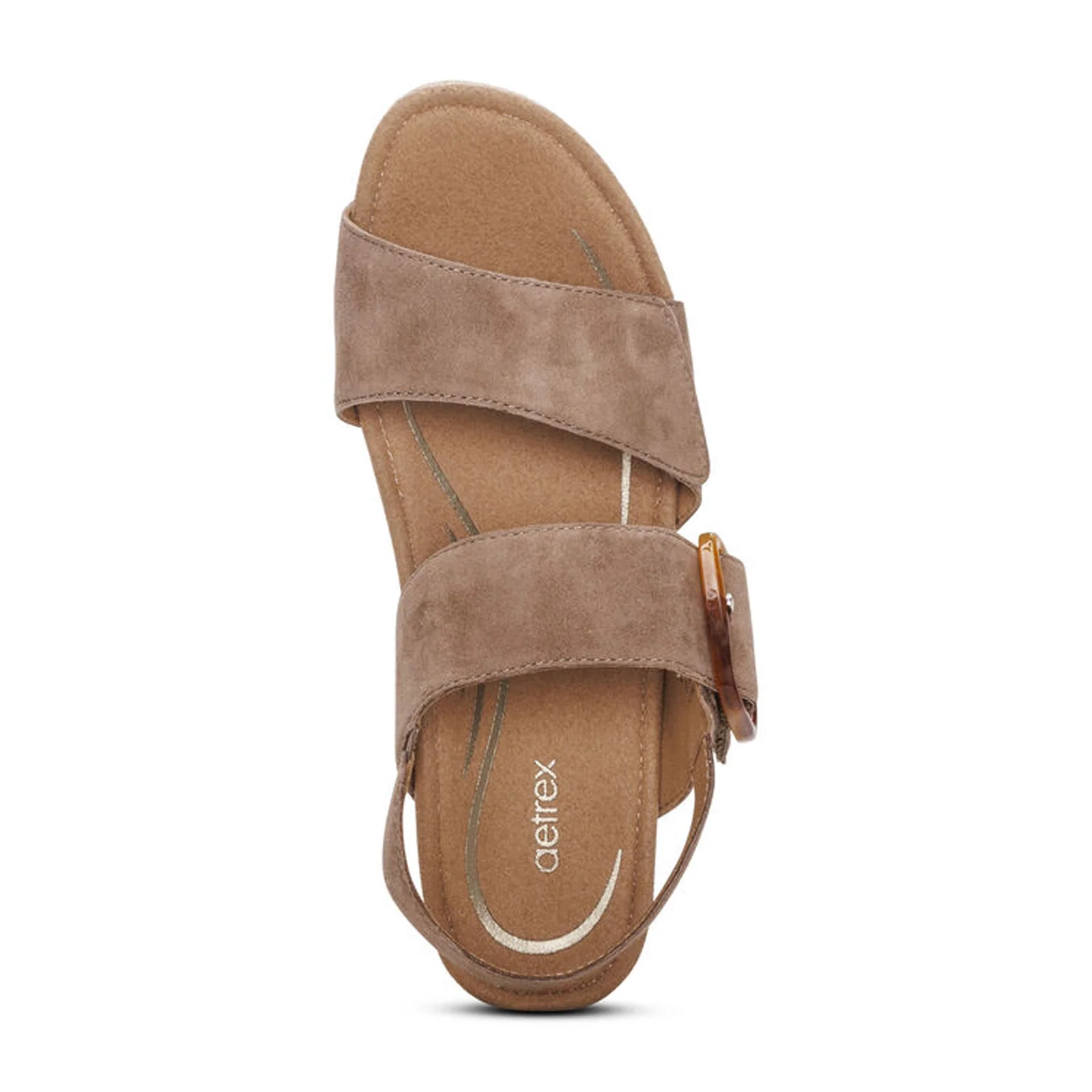 Aetrex Ashley Wedge Sandal (Women) - Taupe Suede - Image 5