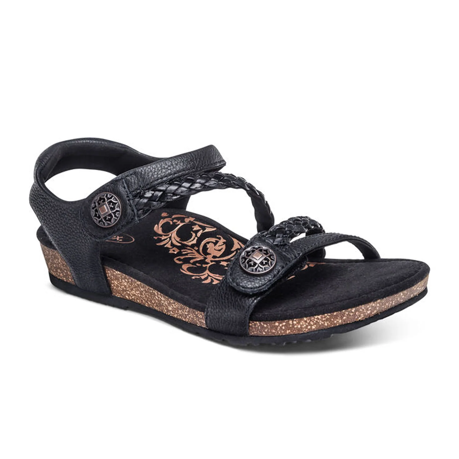 Aetrex Jillian Braided Backstrap Sandal (Women) - Black - Image 3