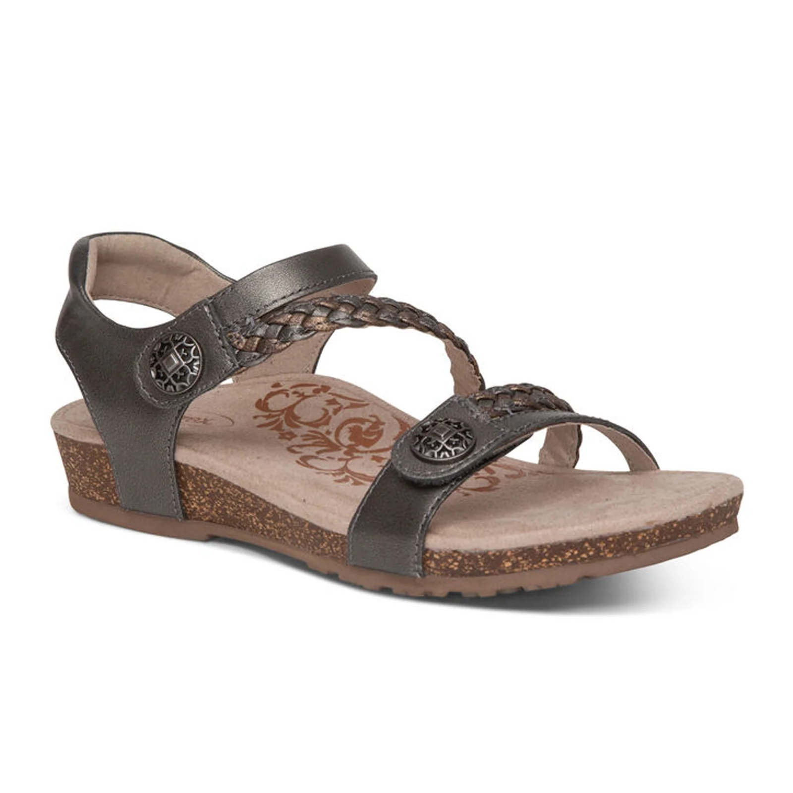 Aetrex Jillian Braided Backstrap Sandal (Women) - Gunmetal - Image 3
