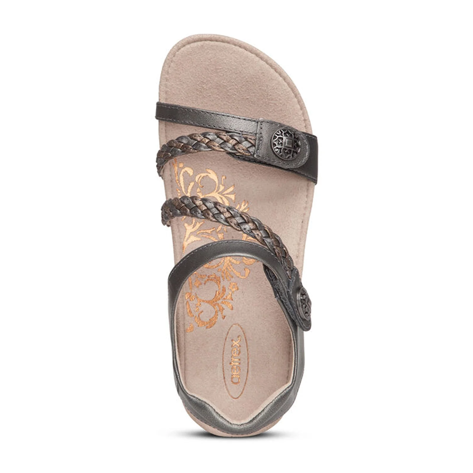 Aetrex Jillian Braided Backstrap Sandal (Women) - Gunmetal - Image 4