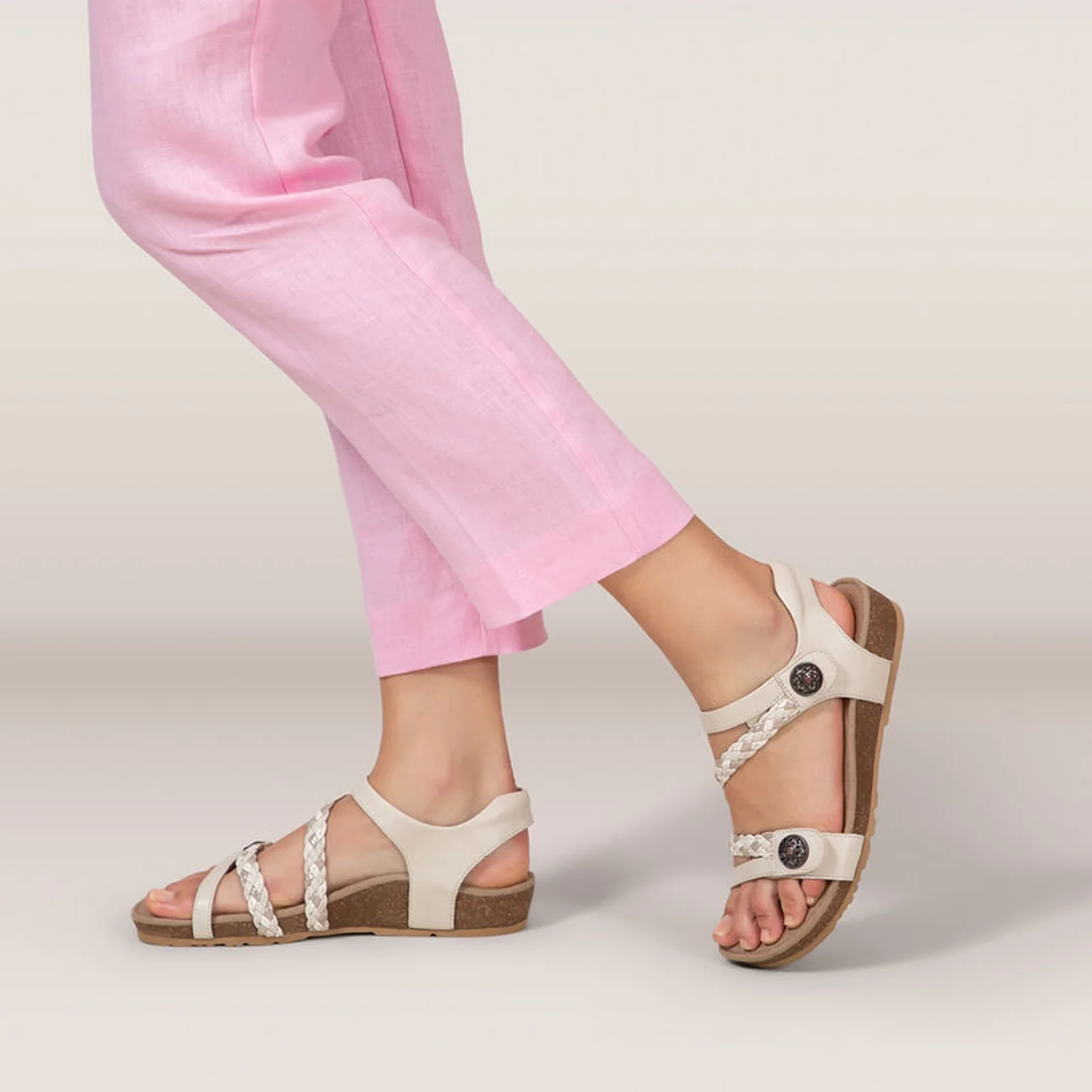 Aetrex Jillian Braided Backstrap Sandal (Women) - Ivory - Image 8