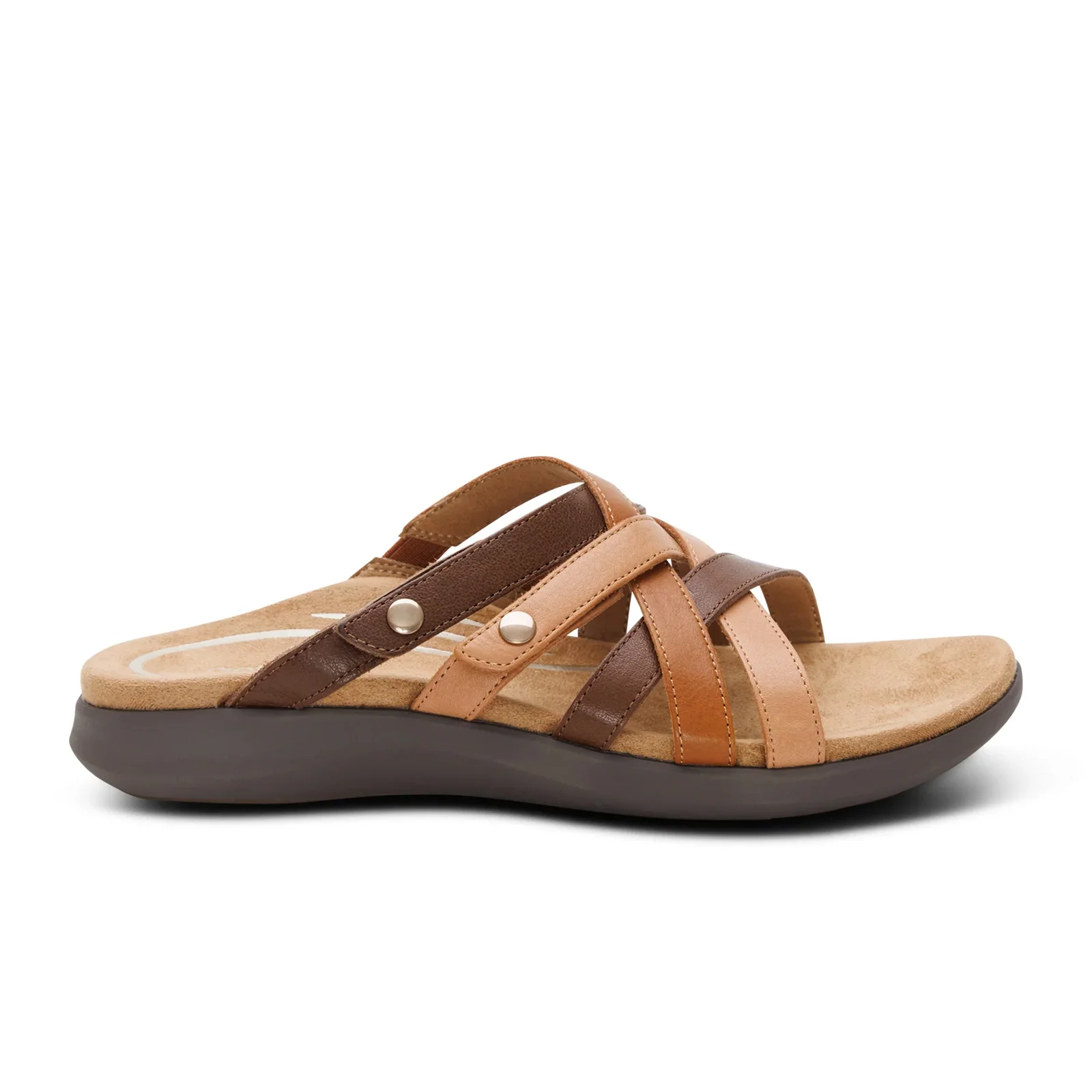 Aetrex Kasey Slide Sandal (Women) - Tan Multi