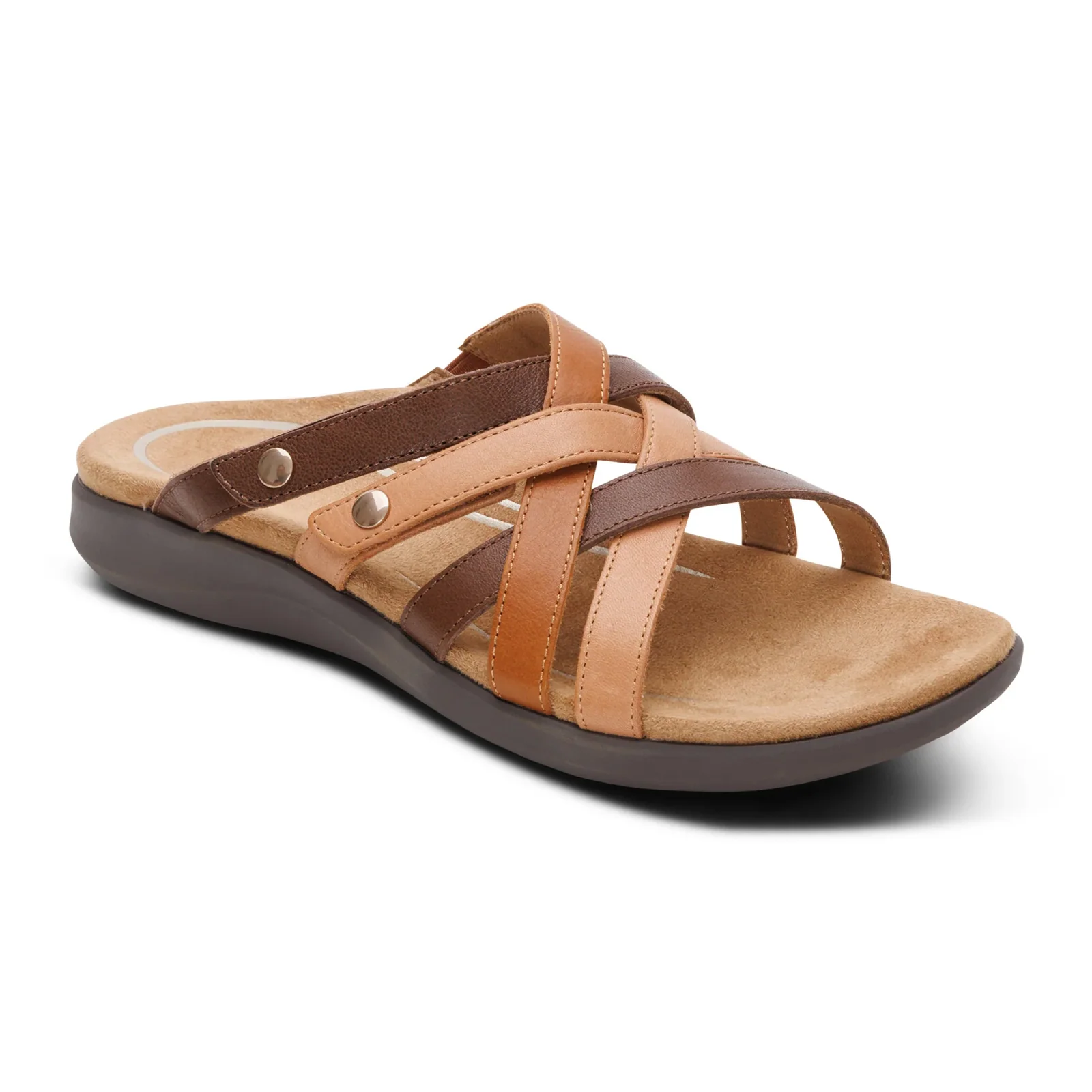 Aetrex Kasey Slide Sandal (Women) - Tan Multi - Image 3