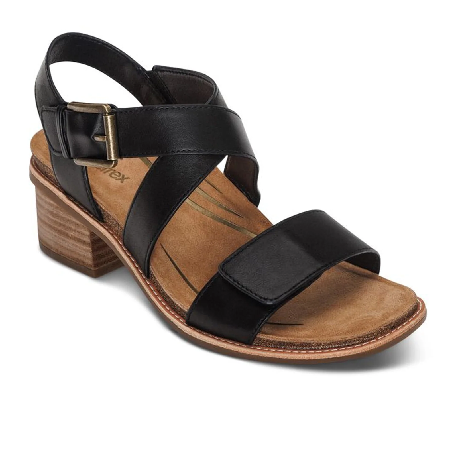 Aetrex Kristin Heeled Sandal (Women) - Black Leather - Image 3