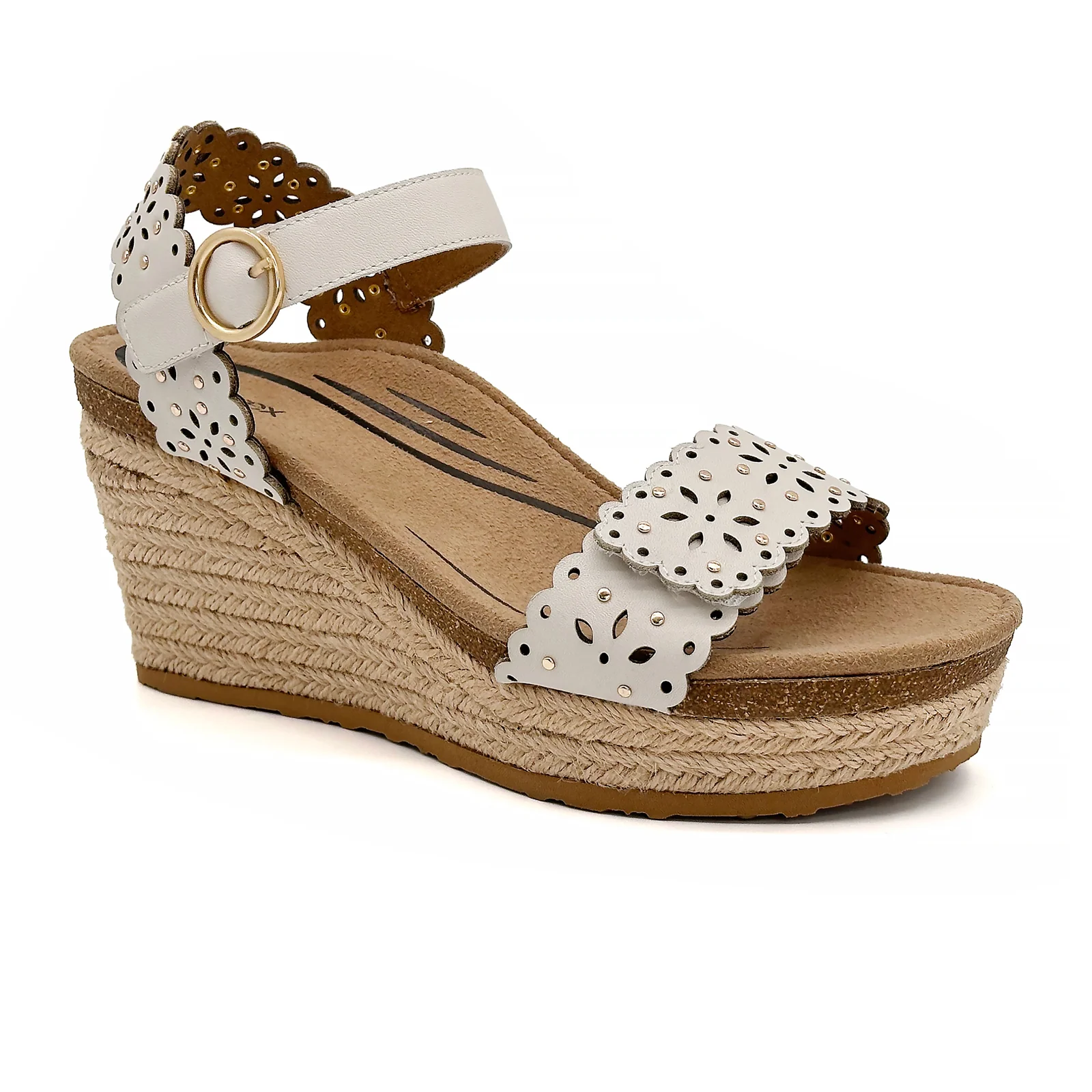 Aetrex Sydney Wedge Sandal (Women) - White Cutout - Image 3