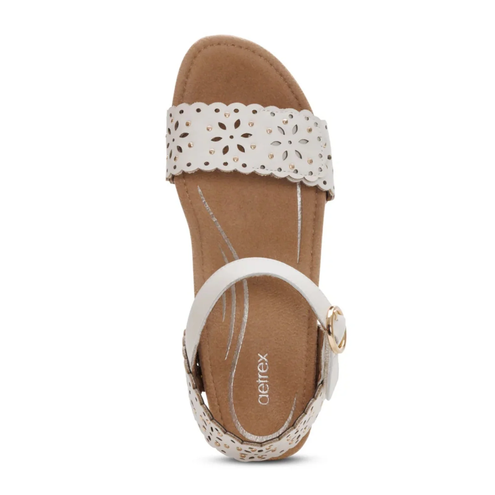 Aetrex Sydney Wedge Sandal (Women) - White Cutout - Image 5