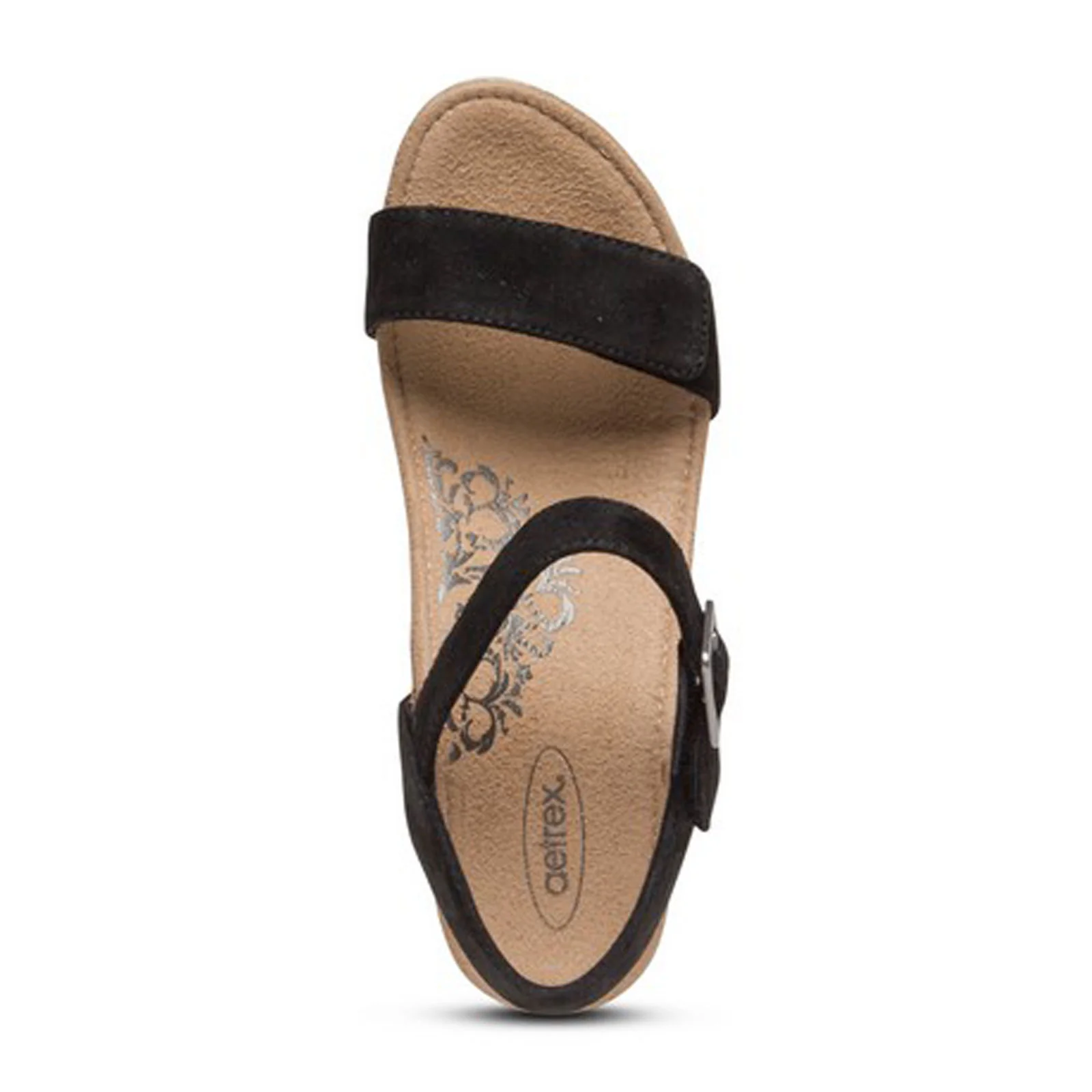 Aetrex Sydney Wedge Sandal (Women) - Black Suede - Image 3