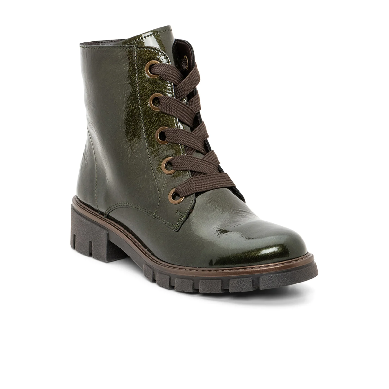 Ara Debbie Combat Boot (Women) - Forest Metallic Patent - Image 3