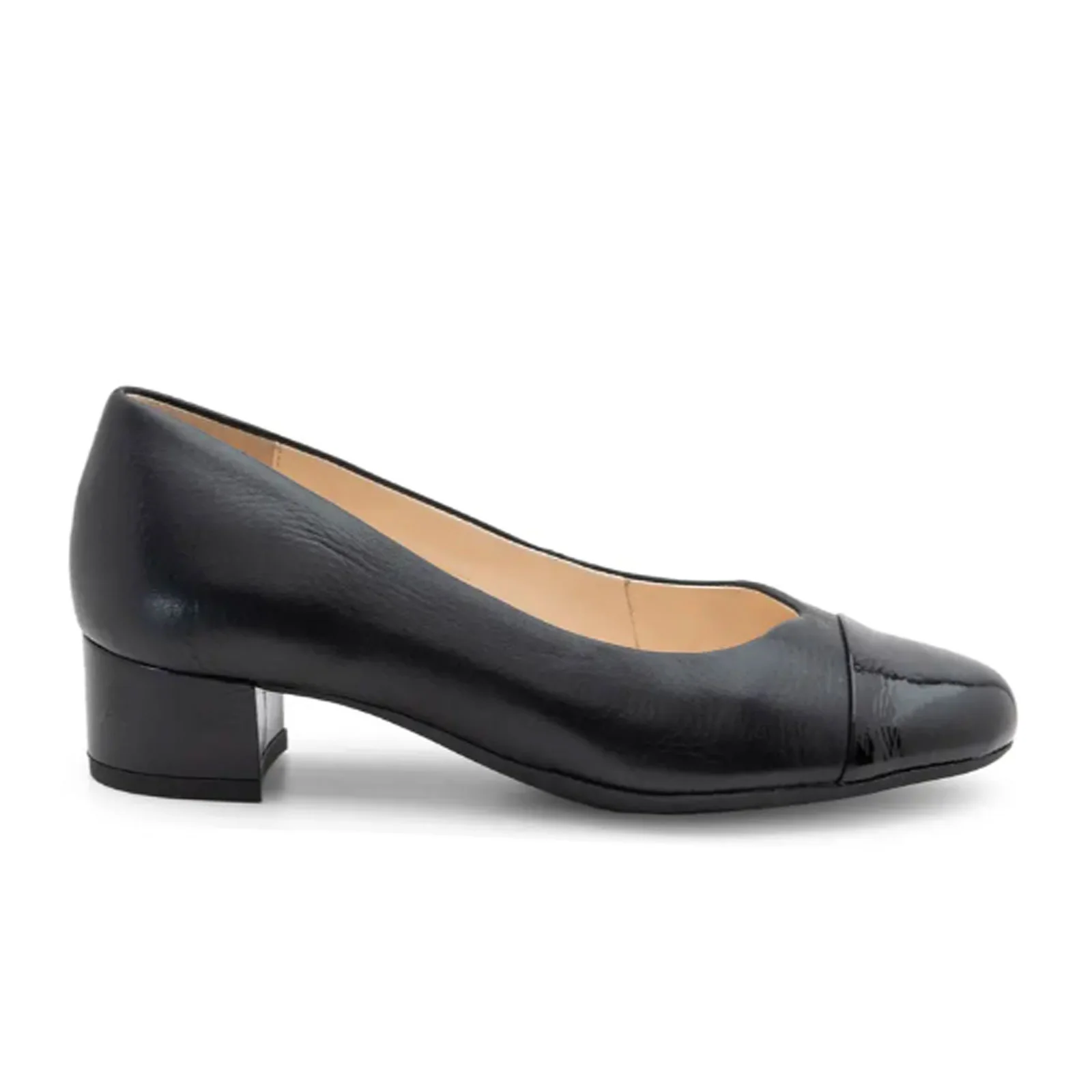 Ara Nanette Block Heel Pump (Women) - Black Patent/Black Calf