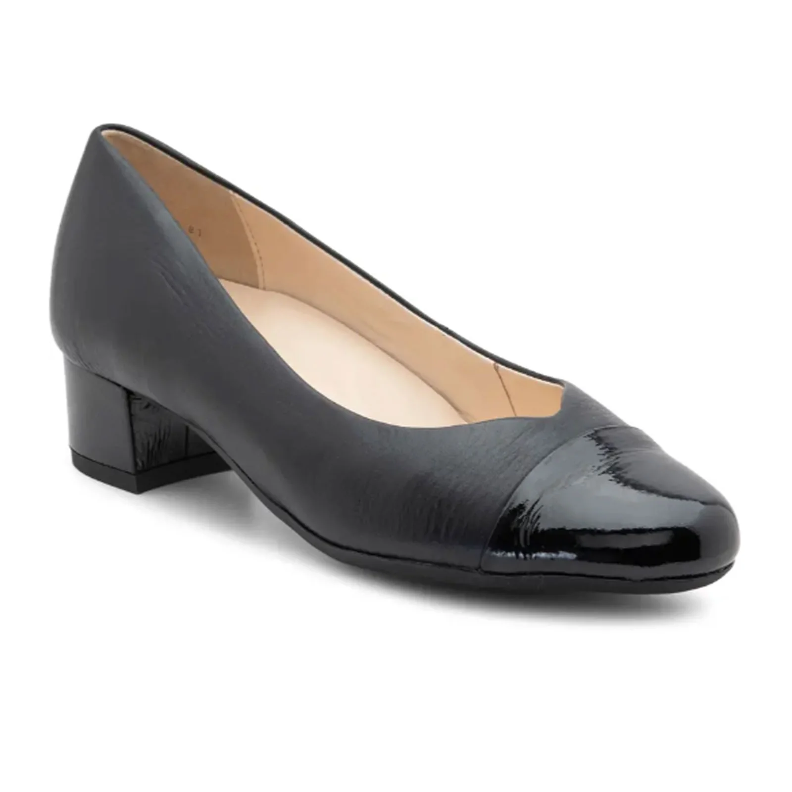Ara Nanette Block Heel Pump (Women) - Black Patent/Black Calf - Image 2