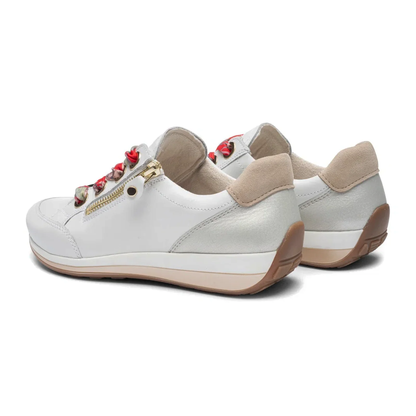 Ara Ollie Side Zip Lace Up Sneaker (Women) - White/Silver - Image 4