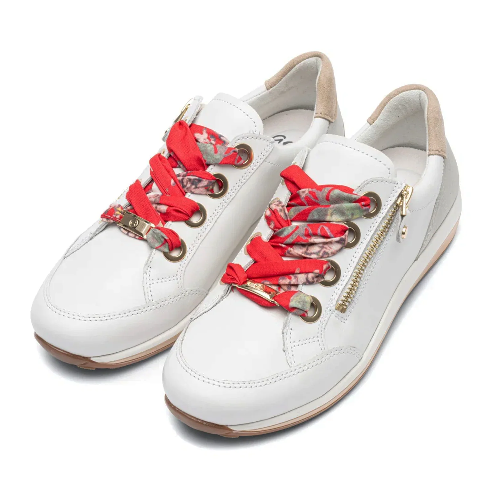 Ara Ollie Side Zip Lace Up Sneaker (Women) - White/Silver - Image 5
