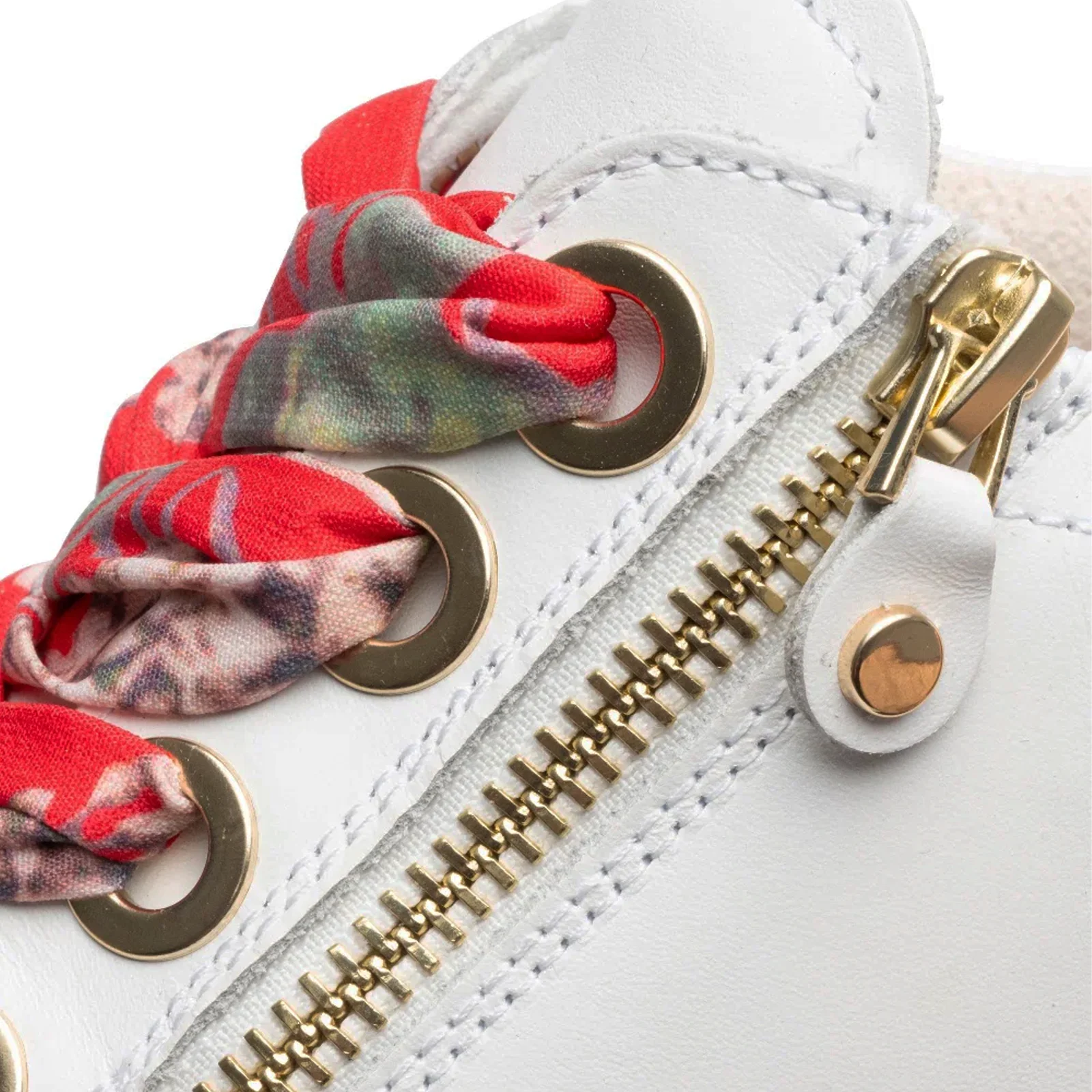 Ara Ollie Side Zip Lace Up Sneaker (Women) - White/Silver - Image 6