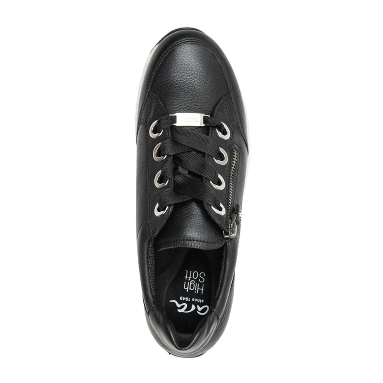 Ara Ollie Side Zip Lace Up Sneaker (Women) - Black Leather - Image 4