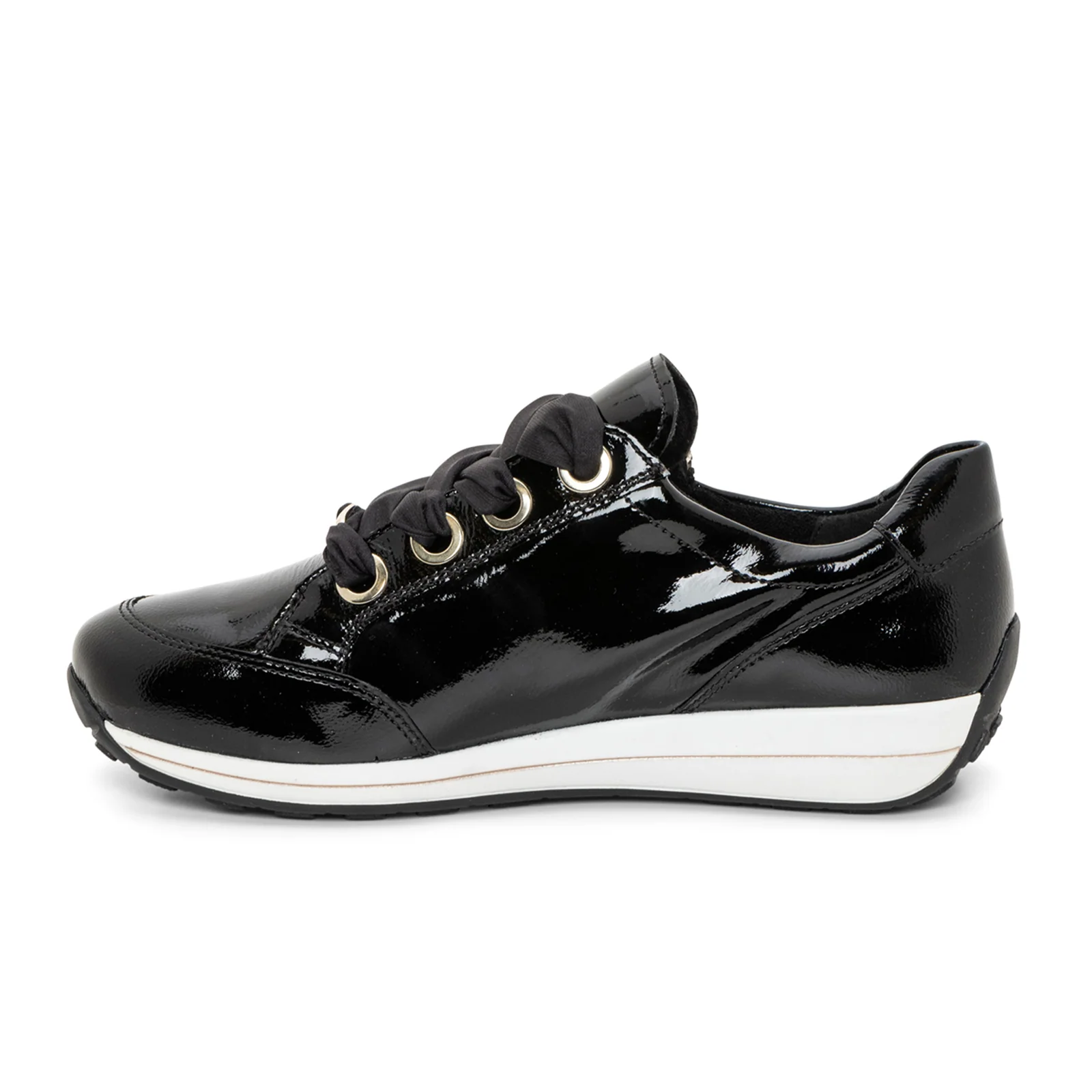 Ara Ollie Side Zip Lace Up Sneaker (Women) - Black Patent - Image 2