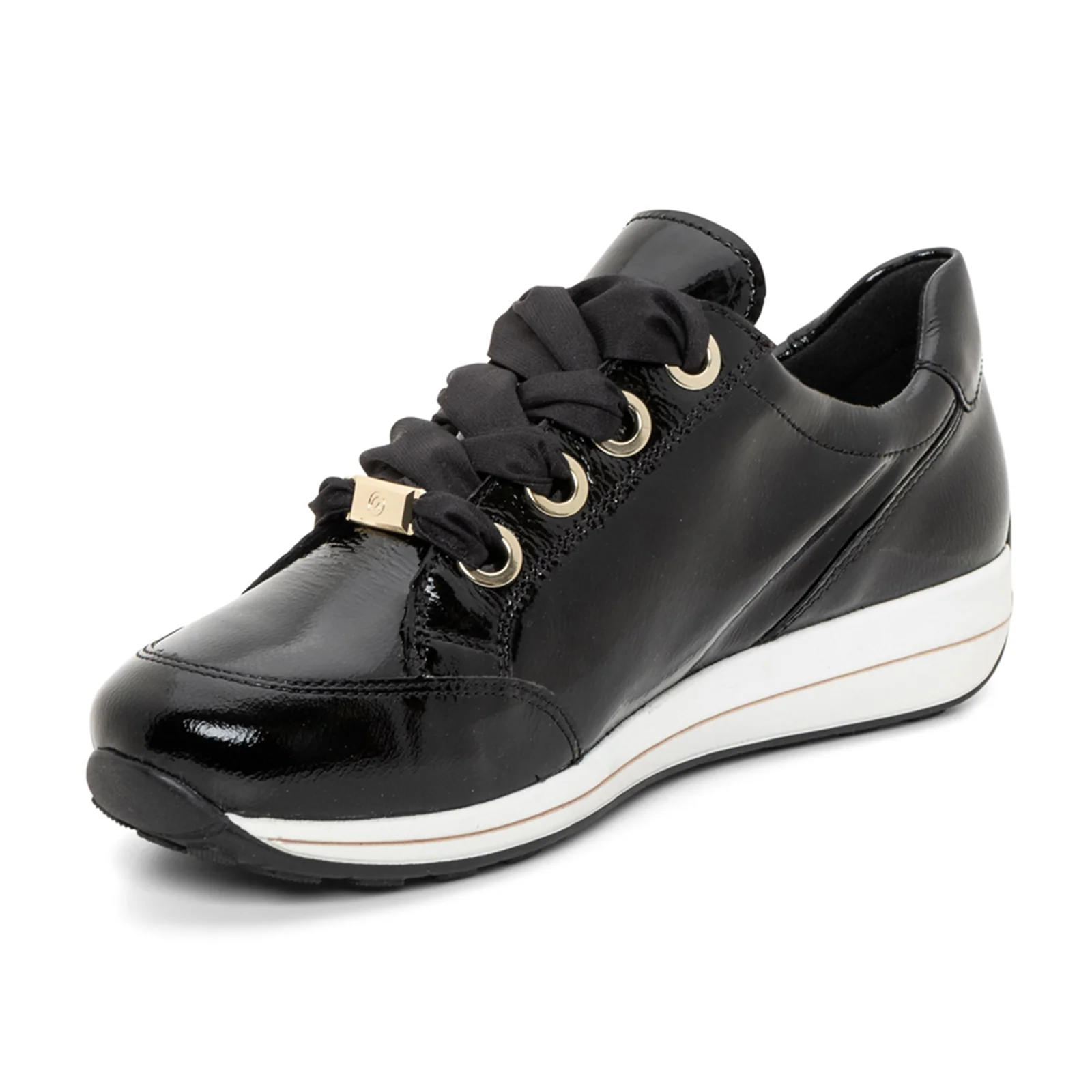 Ara Ollie Side Zip Lace Up Sneaker (Women) - Black Patent - Image 4