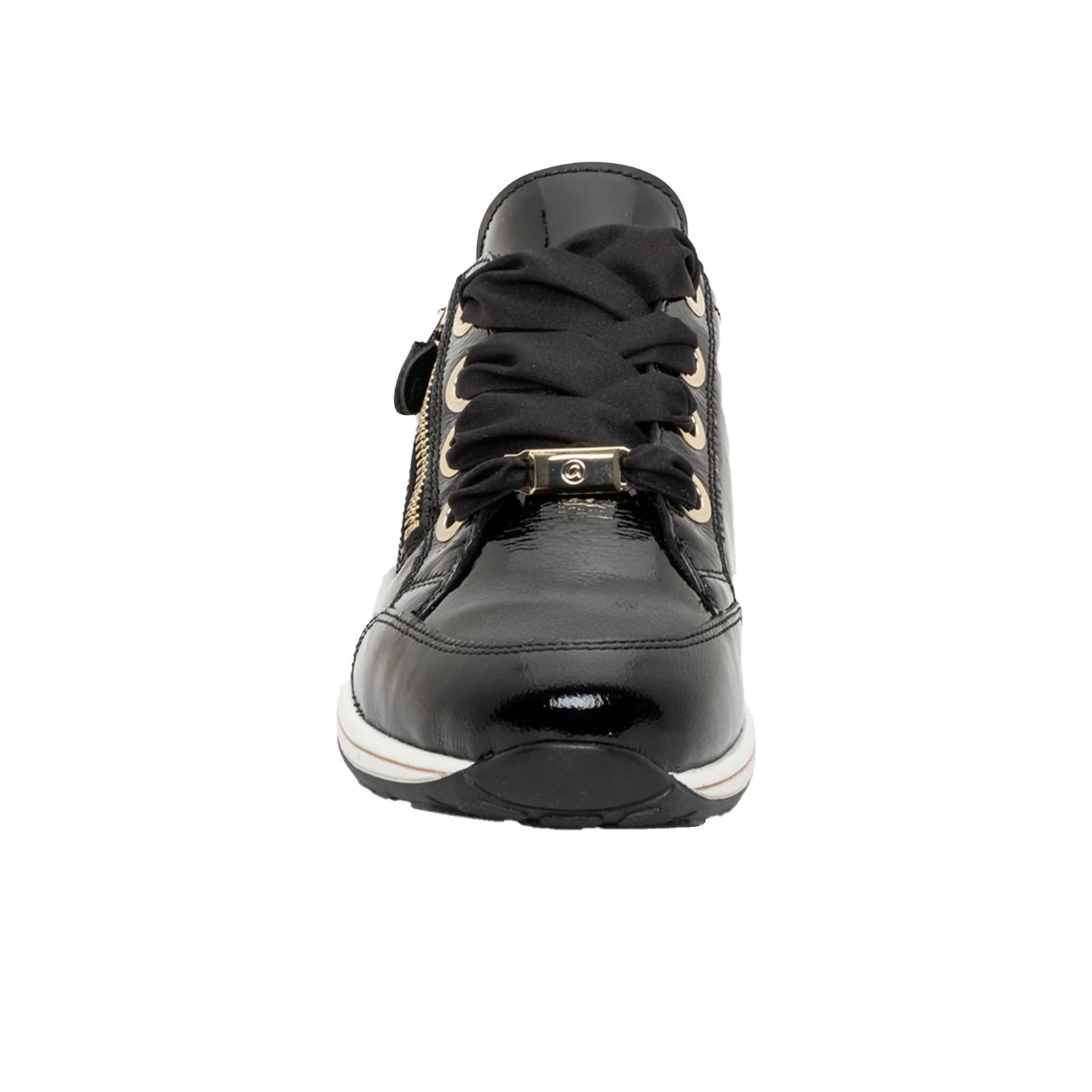 Ara Ollie Side Zip Lace Up Sneaker (Women) - Black Patent - Image 5