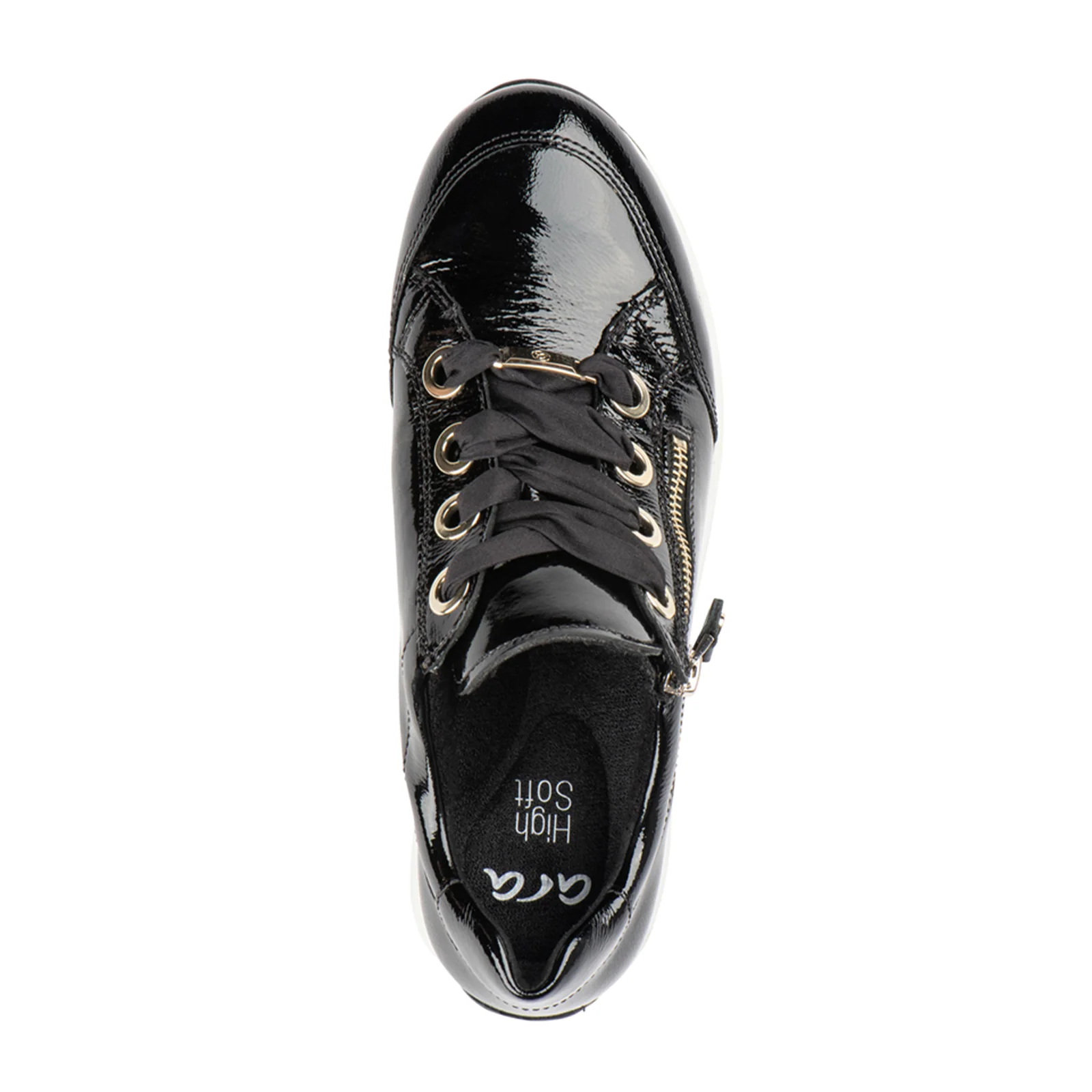 Ara Ollie Side Zip Lace Up Sneaker (Women) - Black Patent - Image 7