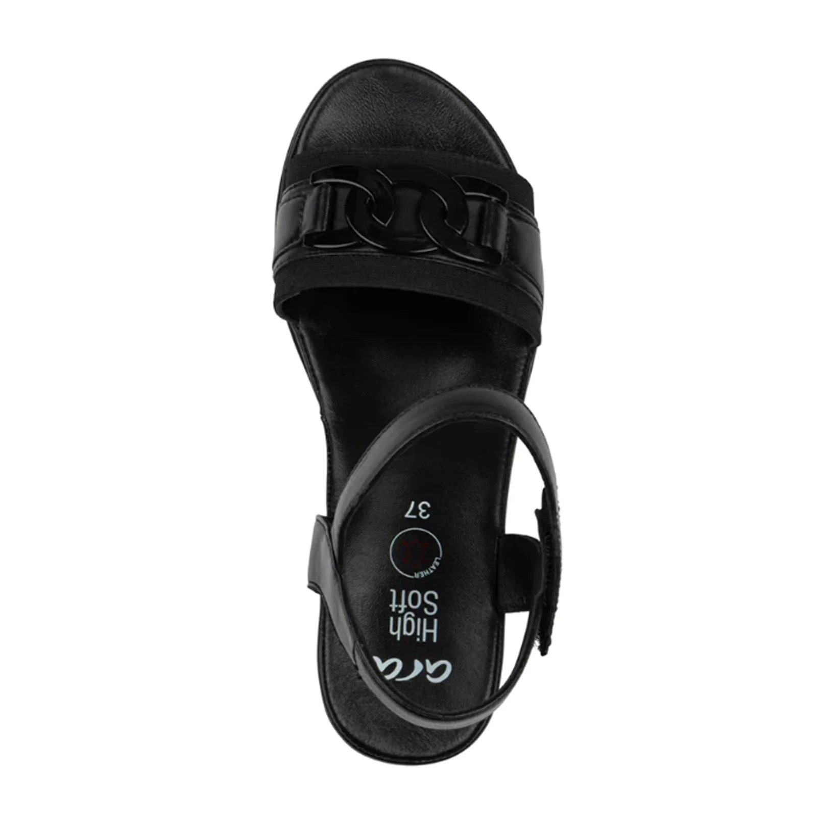 Ara Palmdale Wedge Sandal (Women) - Black Nappa Leather - Image 2