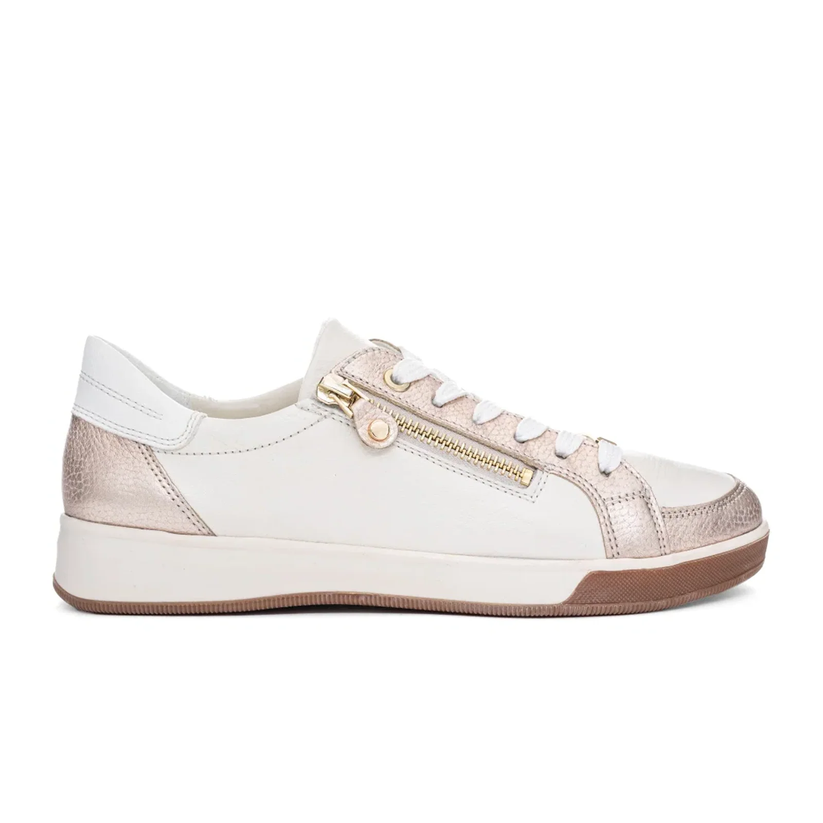 Ara Rei-Low Sneaker (Women) - Cream Calf/Sand Metallic