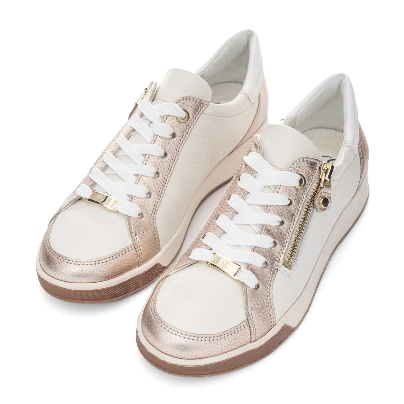 Ara Rei-Low Sneaker (Women) - Cream Calf/Sand Metallic - Image 4