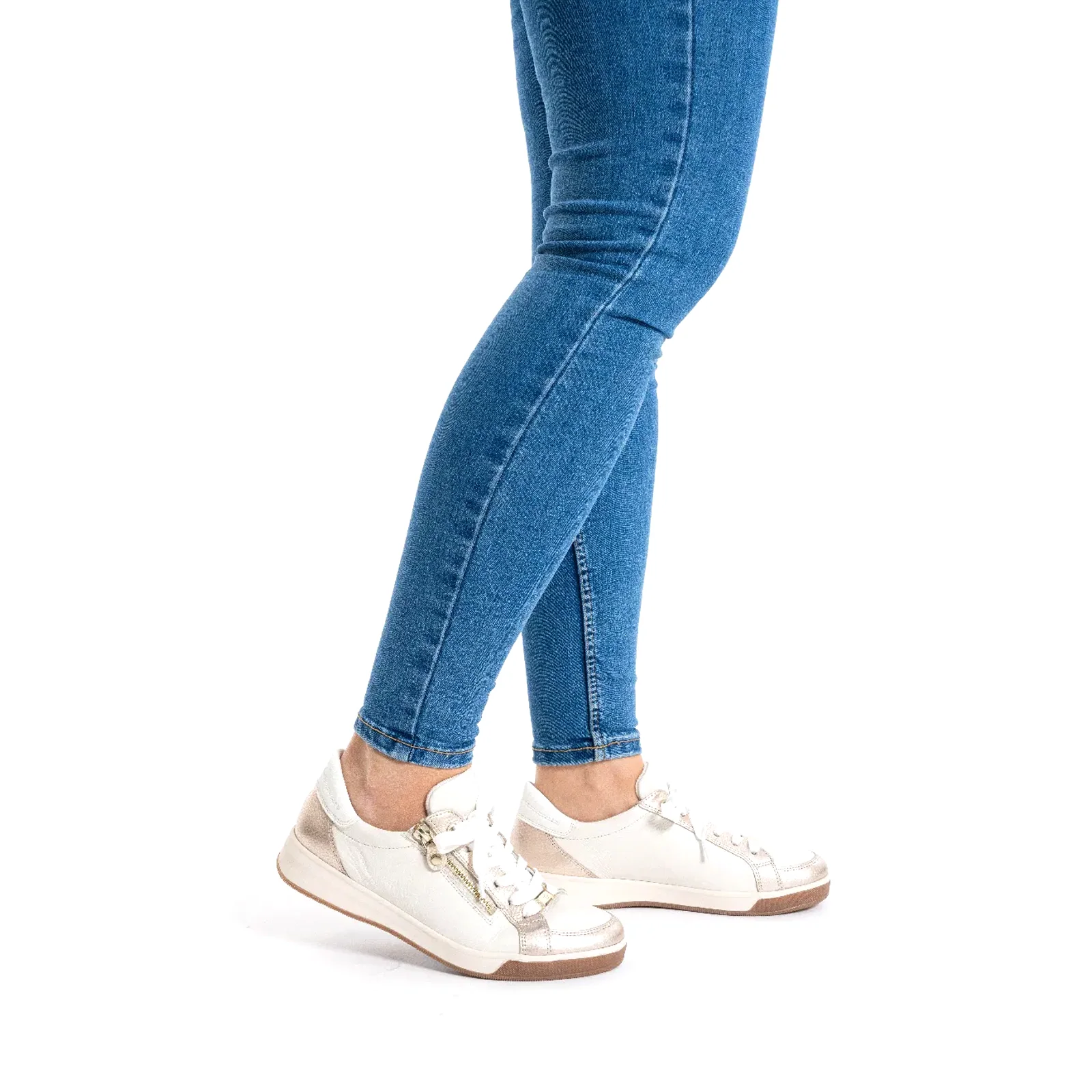 Ara Rei-Low Sneaker (Women) - Cream Calf/Sand Metallic - Image 9