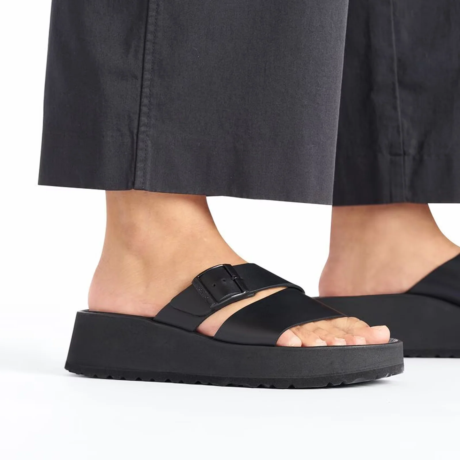 Birkenstock Almina Narrow Slide Sandal (Women) - Black Leather - Image 7