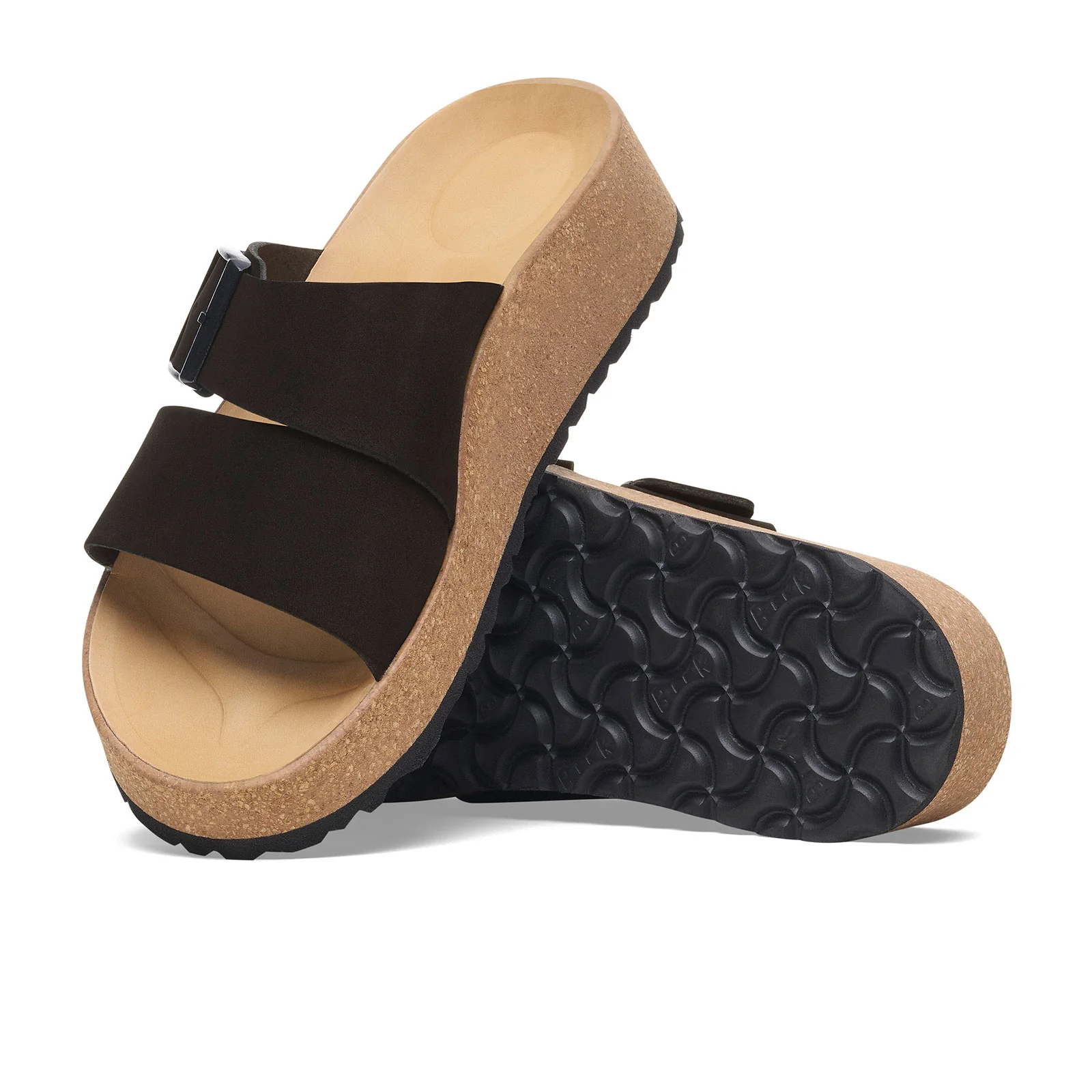 Birkenstock Almina Narrow Slide Sandal (Women) - Black Nubuck - Image 3