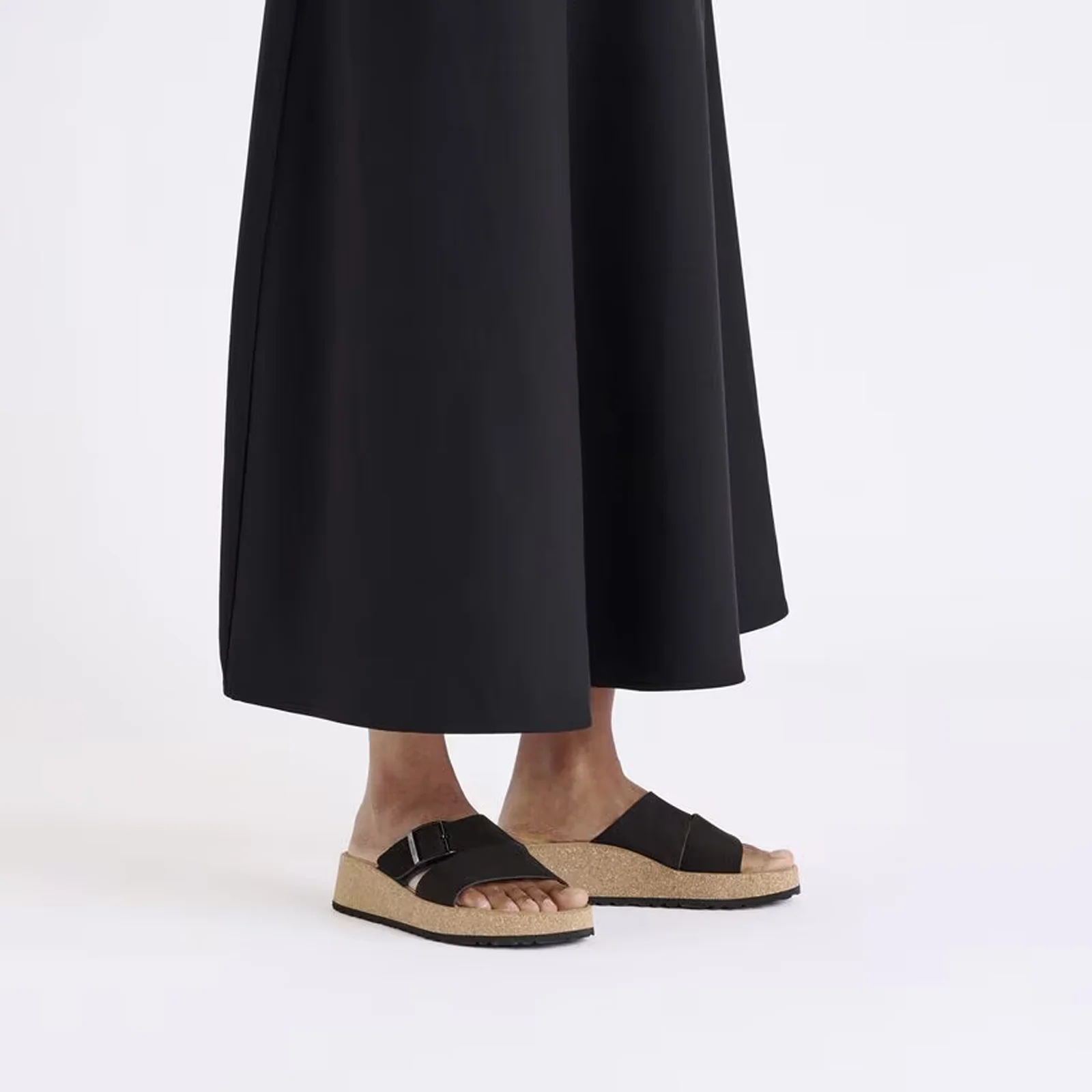 Birkenstock Almina Narrow Slide Sandal (Women) - Black Nubuck - Image 6