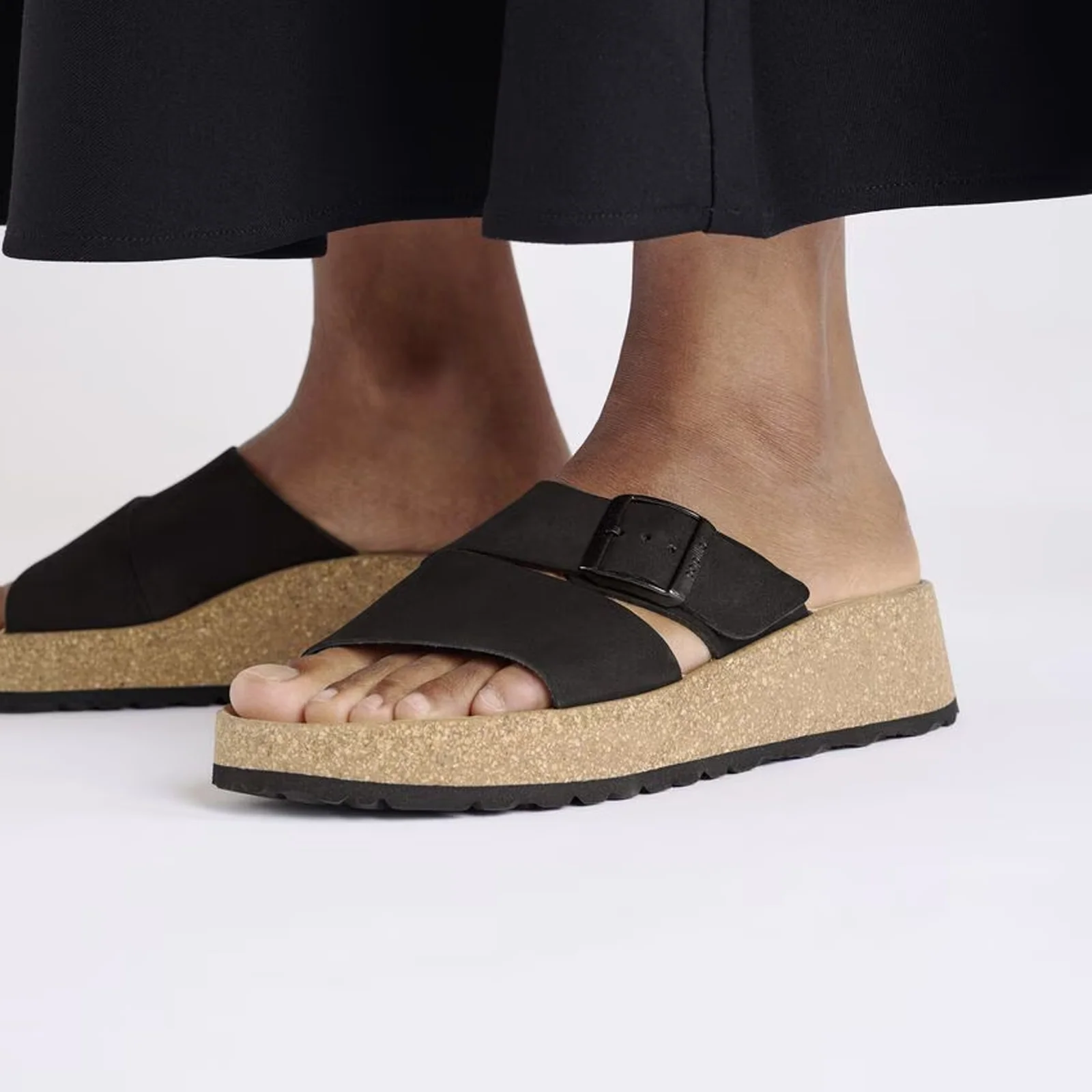 Birkenstock Almina Narrow Slide Sandal (Women) - Black Nubuck - Image 7