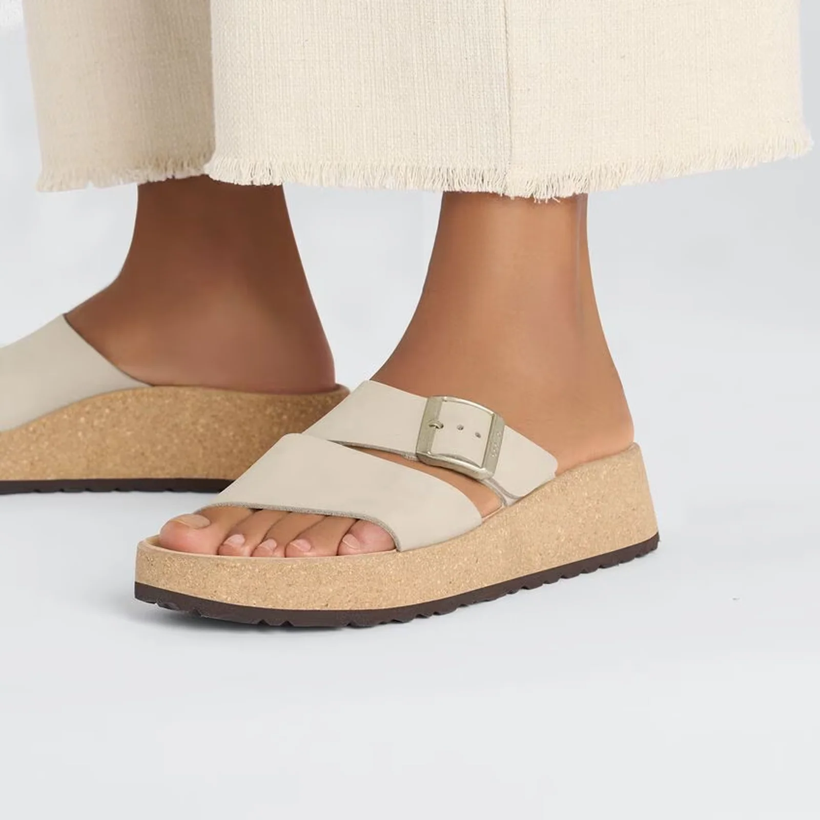 Birkenstock Almina Narrow Slide Sandal (Women) - Sandcastle Nubuck - Image 7