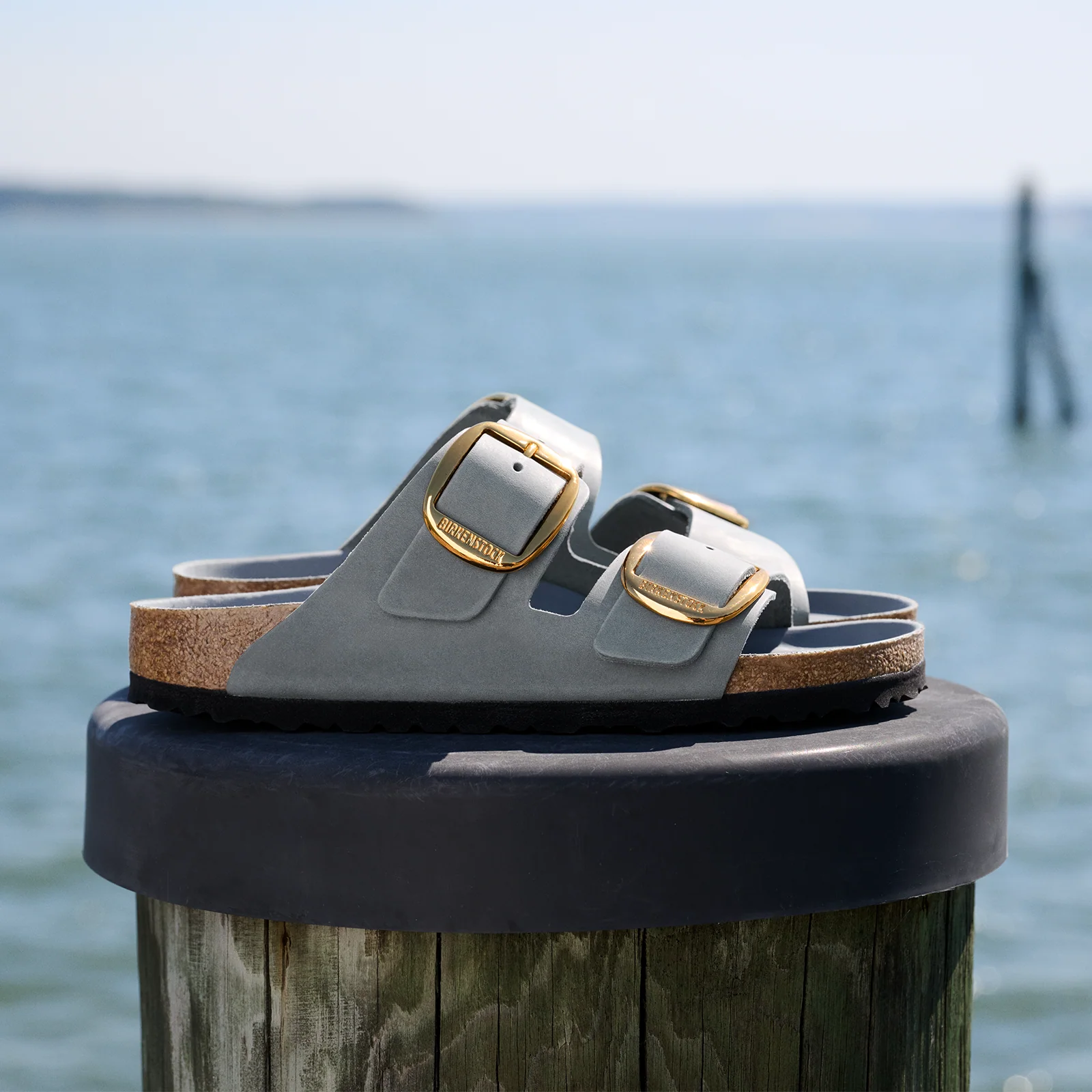Birkenstock Arizona Big Buckle Narrow Slide Sandal (Women) - Basalt Gray Oiled Leather - Image 4