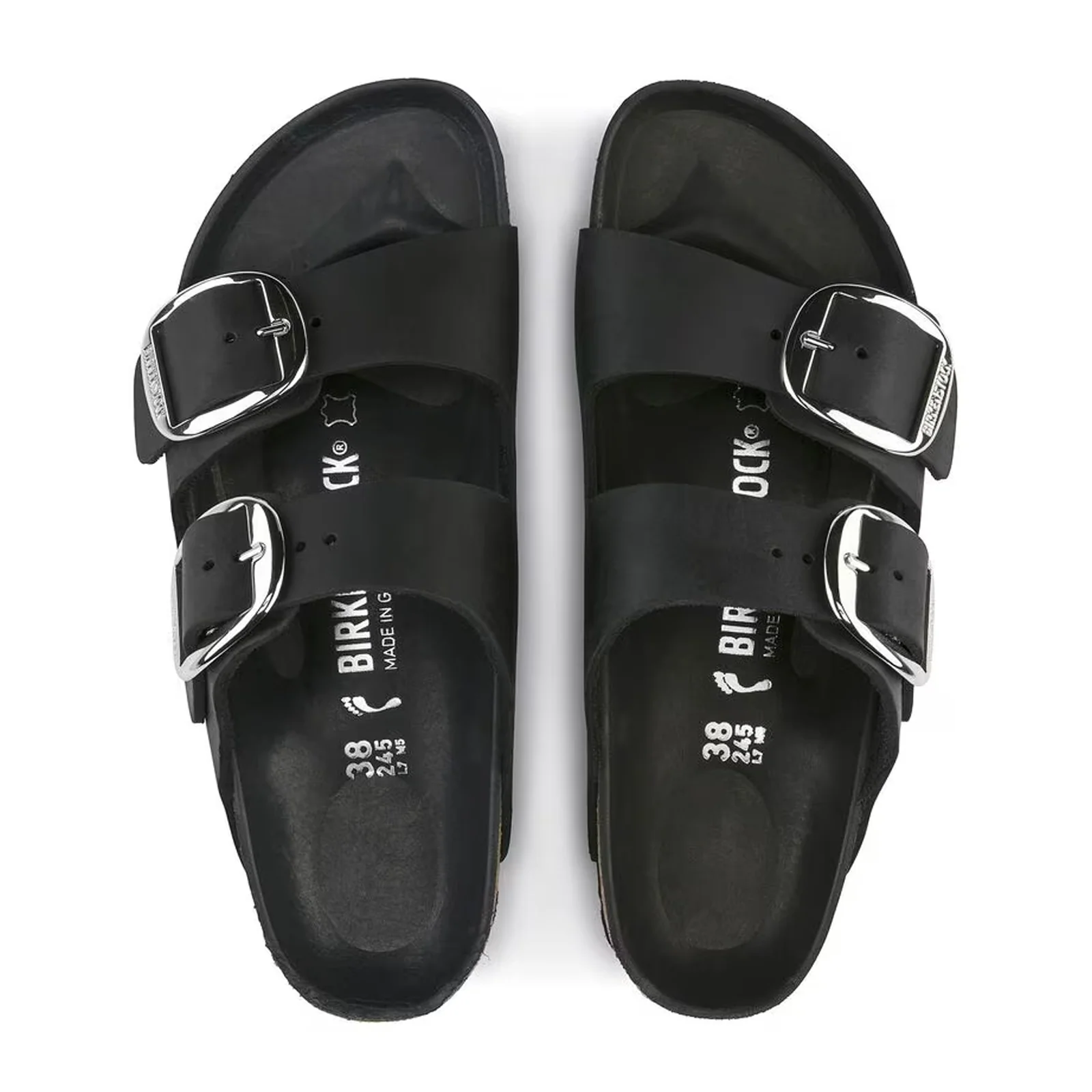 Birkenstock Arizona Big Buckle Narrow Slide Sandal (Women) - Black Oiled Leather - Image 2