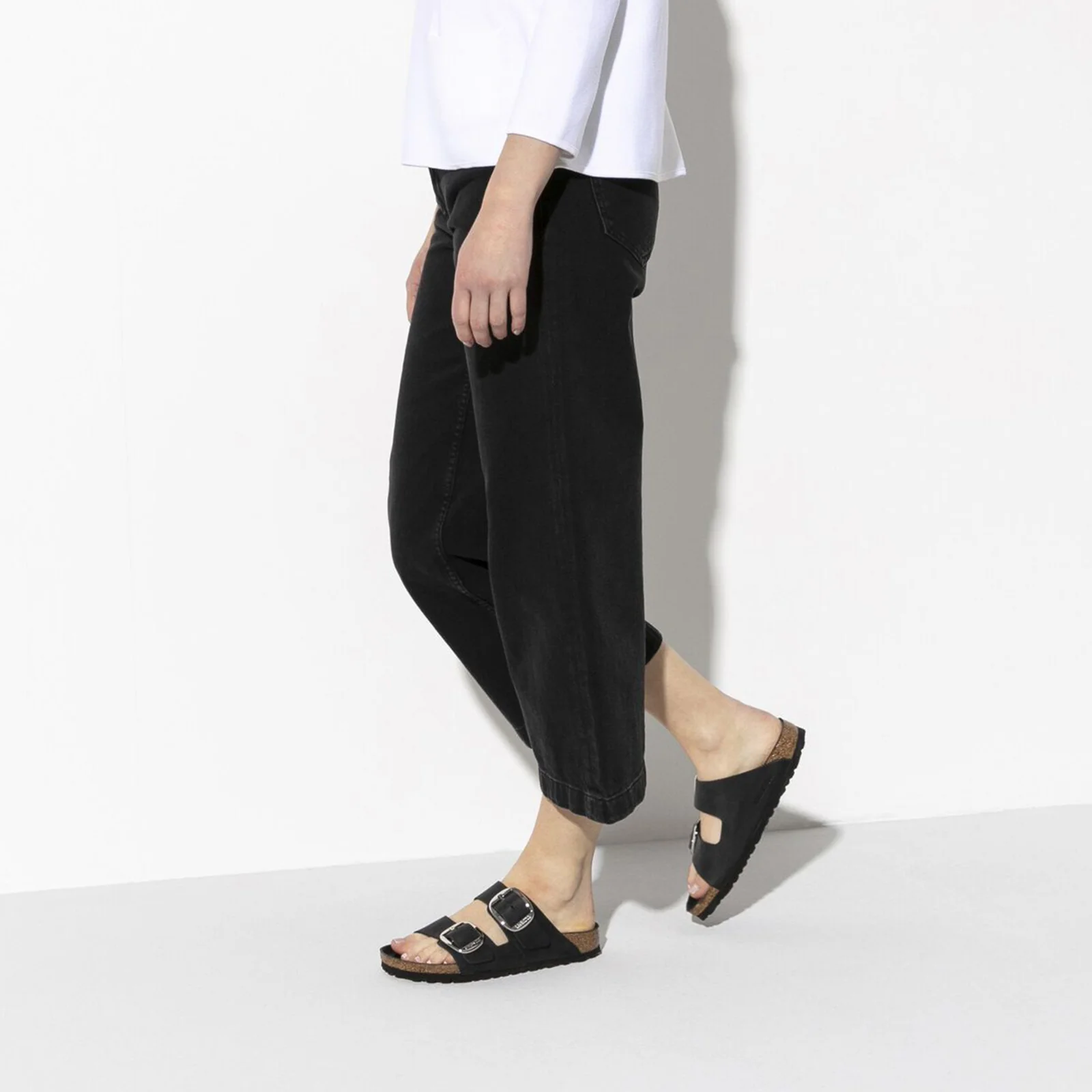Birkenstock Arizona Big Buckle Narrow Slide Sandal (Women) - Black Oiled Leather - Image 6