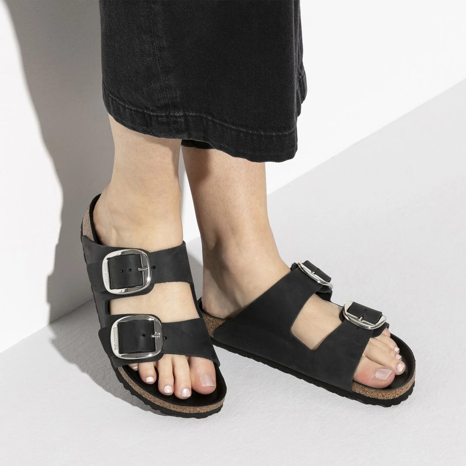 Birkenstock Arizona Big Buckle Narrow Slide Sandal (Women) - Black Oiled Leather - Image 7