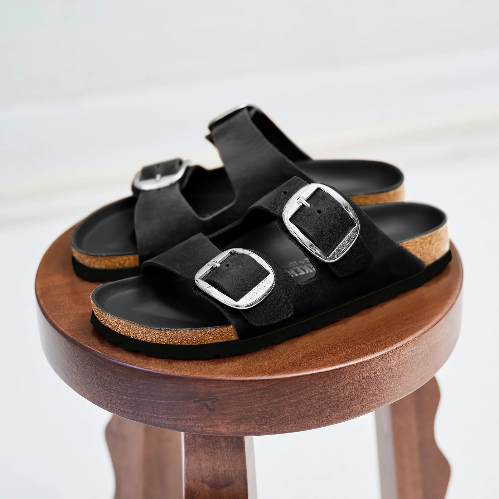 Birkenstock Arizona Big Buckle Narrow Slide Sandal (Women) - Black Oiled Leather - Image 9