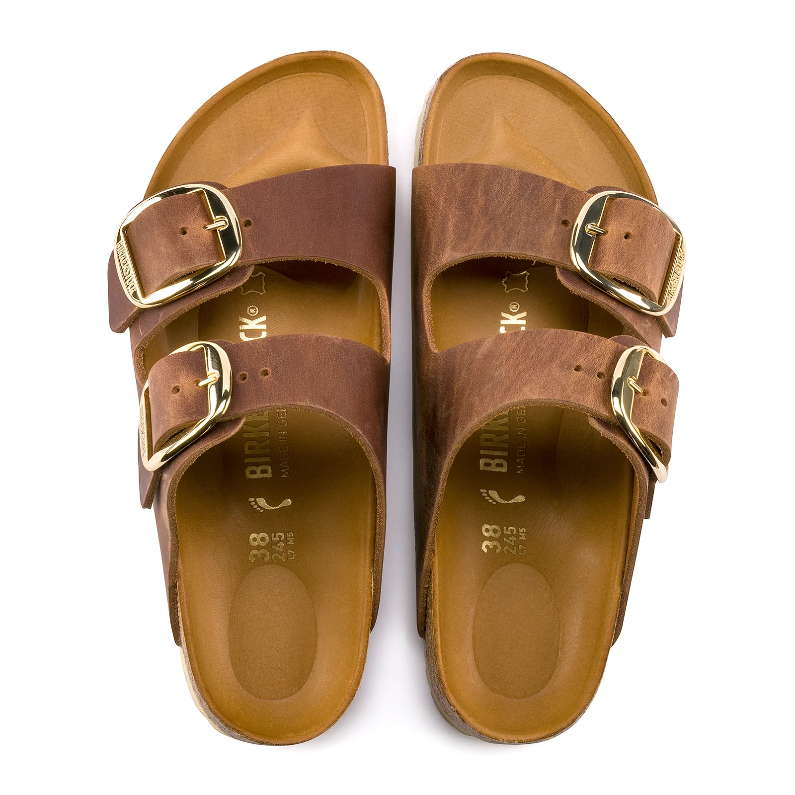 Birkenstock Arizona Big Buckle Narrow Slide Sandal (Women) - Cognac Oiled Leather - Image 2
