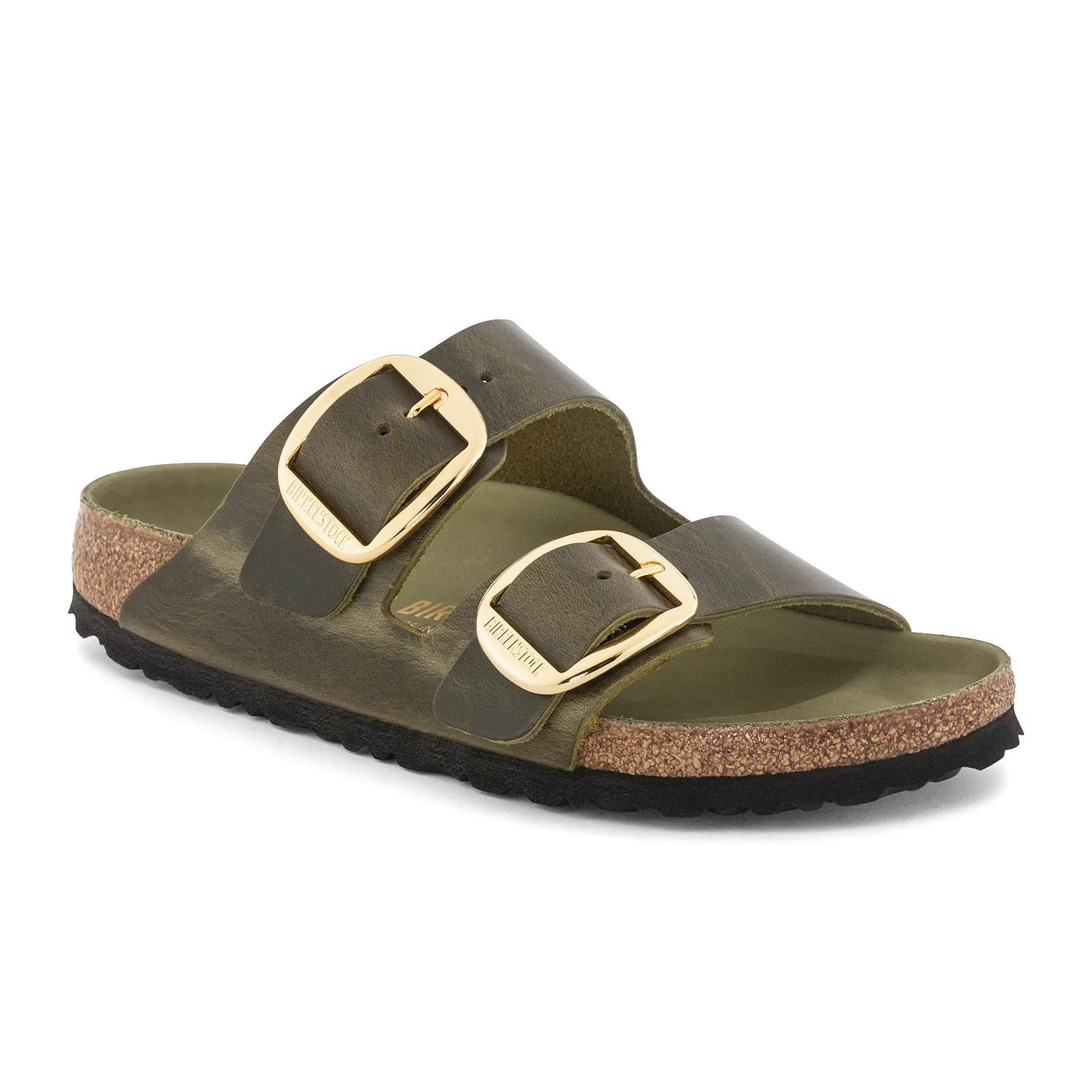 Birkenstock Arizona Big Buckle Narrow Slide Sandal (Women) - Green Olive Oiled Leather