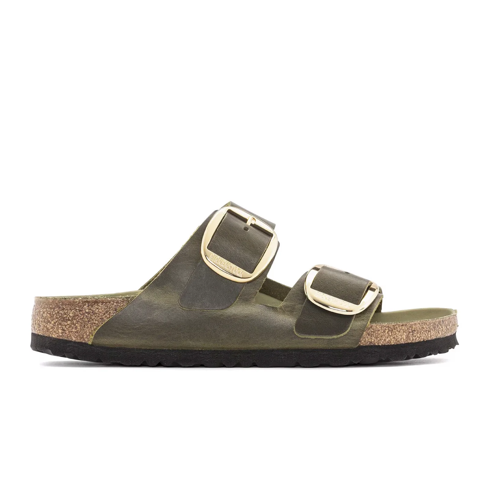 Birkenstock Arizona Big Buckle Narrow Slide Sandal (Women) - Green Olive Oiled Leather - Image 5