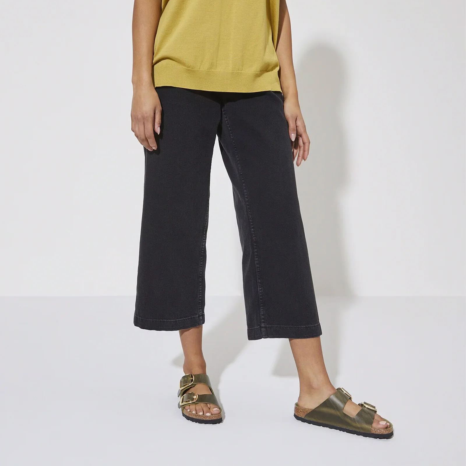 Birkenstock Arizona Big Buckle Narrow Slide Sandal (Women) - Green Olive Oiled Leather - Image 7