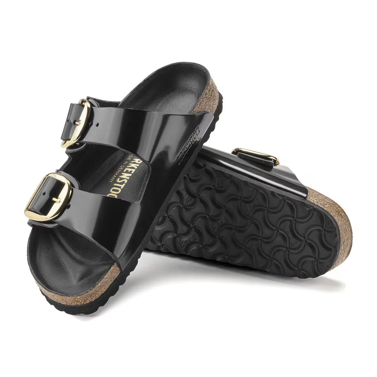 Birkenstock Arizona Big Buckle Narrow Slide Sandal (Women) - High Shine Black Leather - Image 3