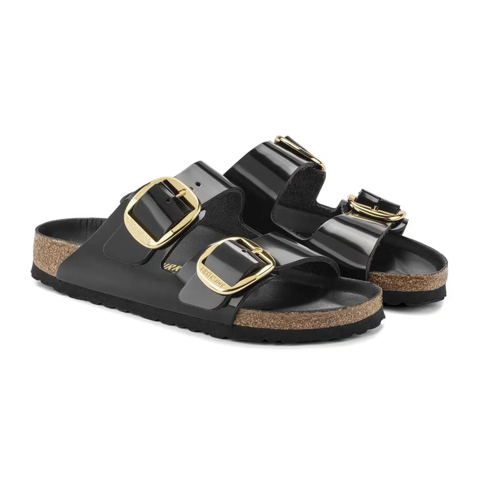 Birkenstock Arizona Big Buckle Narrow Slide Sandal (Women) - High Shine Black Leather - Image 4