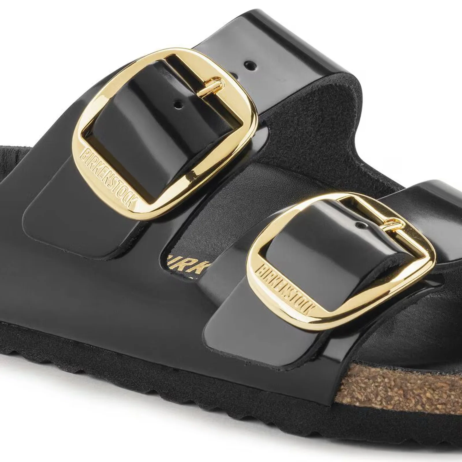 Birkenstock Arizona Big Buckle Narrow Slide Sandal (Women) - High Shine Black Leather - Image 5