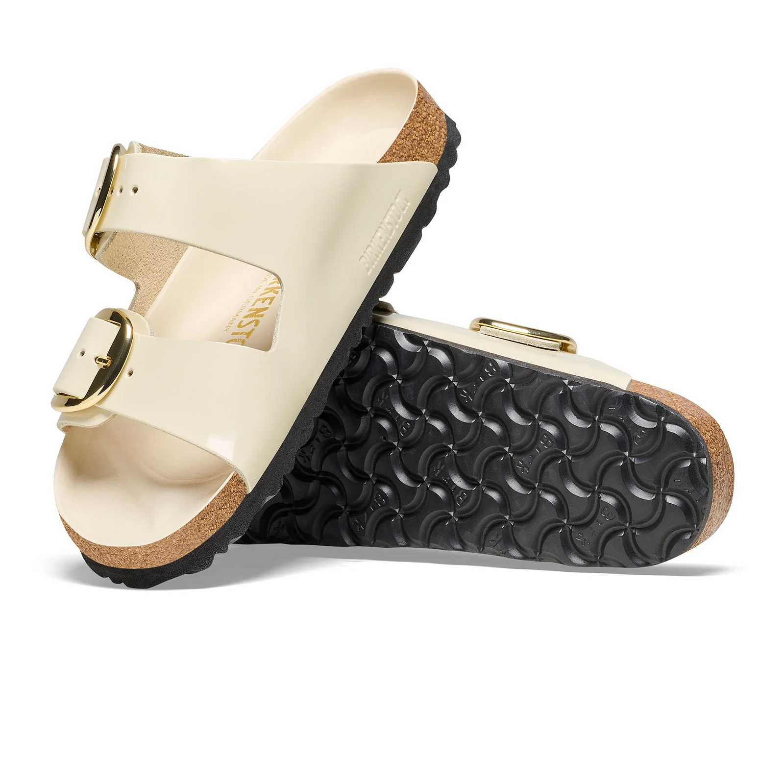 Birkenstock Arizona Big Buckle Narrow Slide Sandal (Women) - High Shine Ecru Leather - Image 3