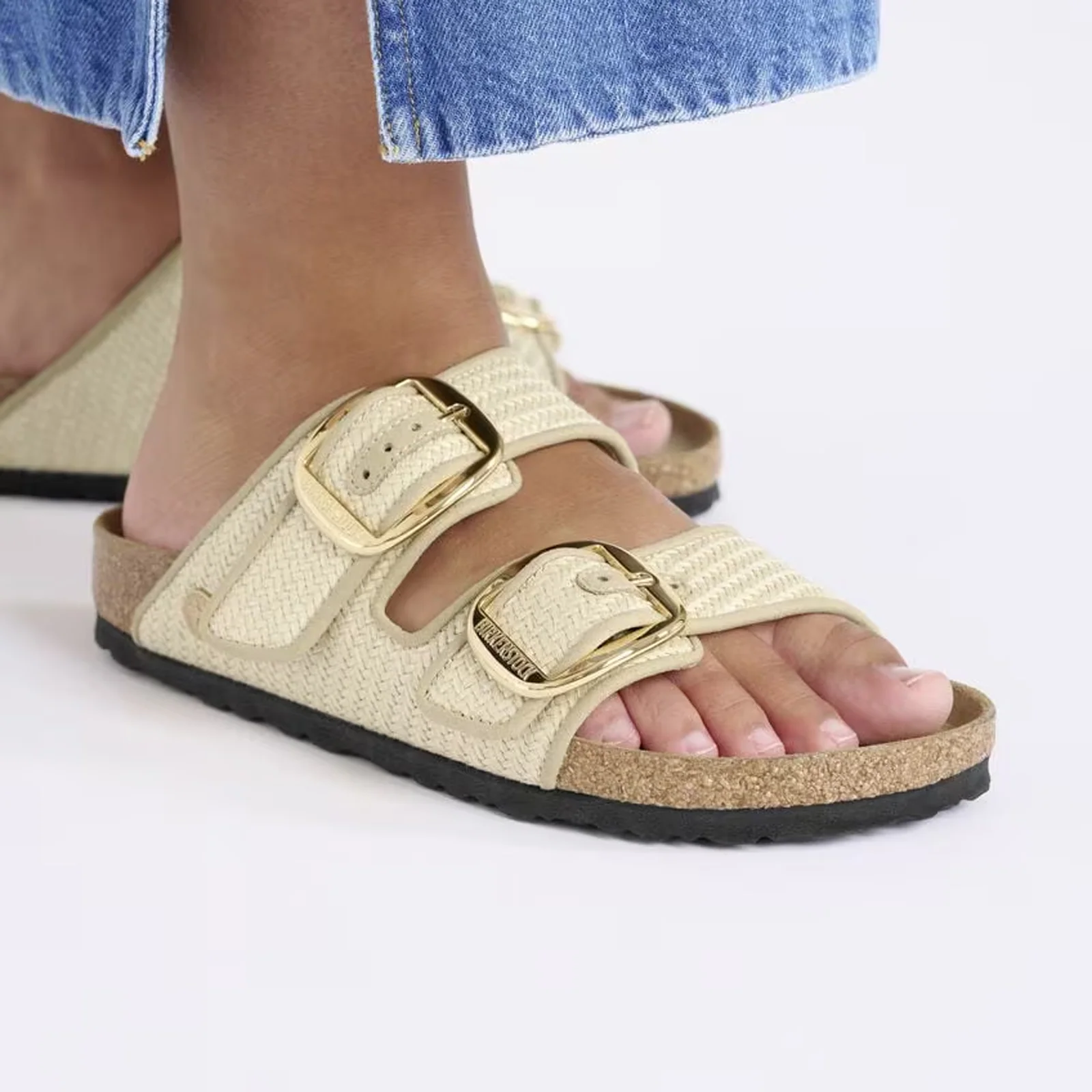 Birkenstock Arizona Big Buckle Narrow Slide Sandal (Women) - Raffia Natural - Image 7