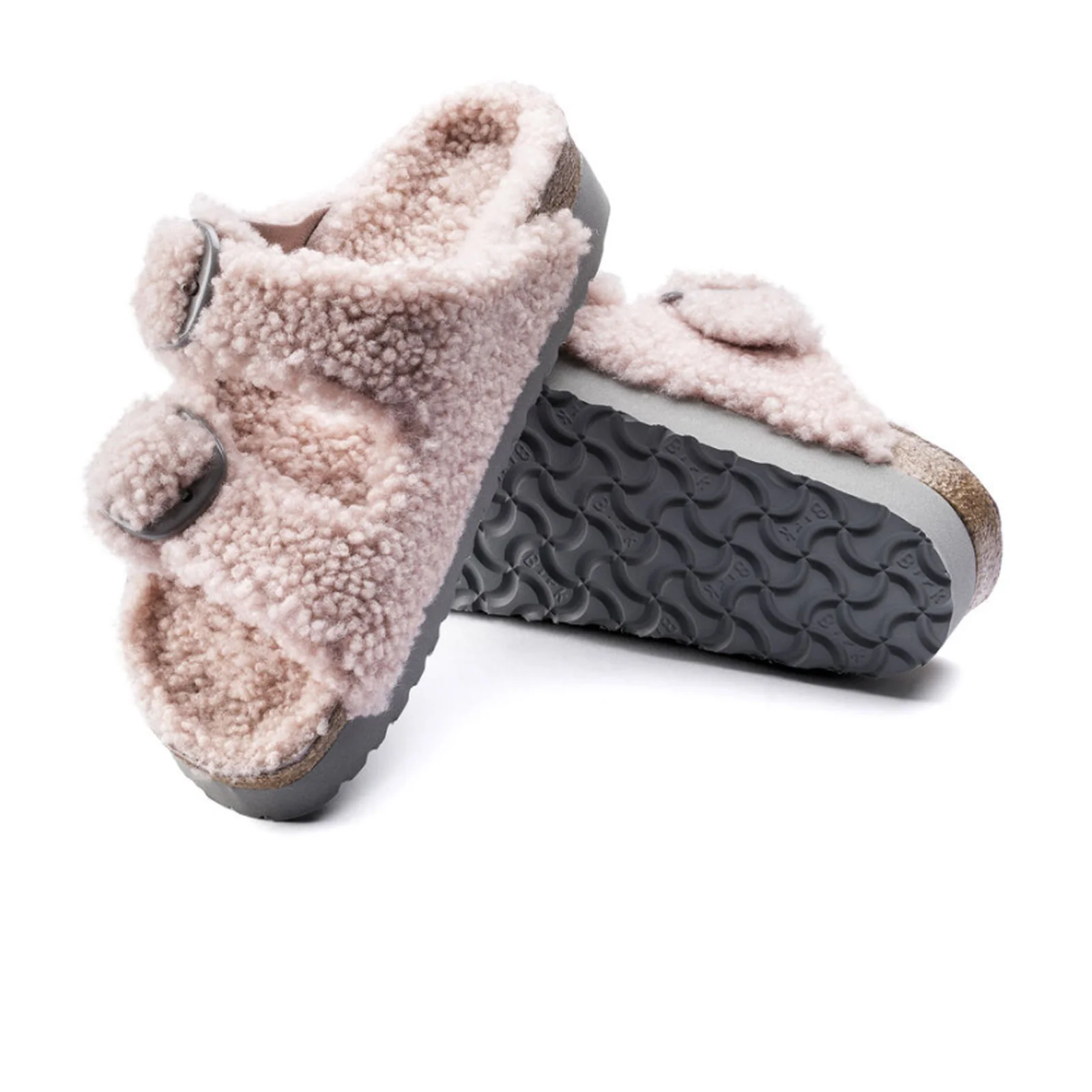 Birkenstock Arizona Big Buckle Slide Sandal (Women) - Teddy Crystal Rose Shearling - Image 3