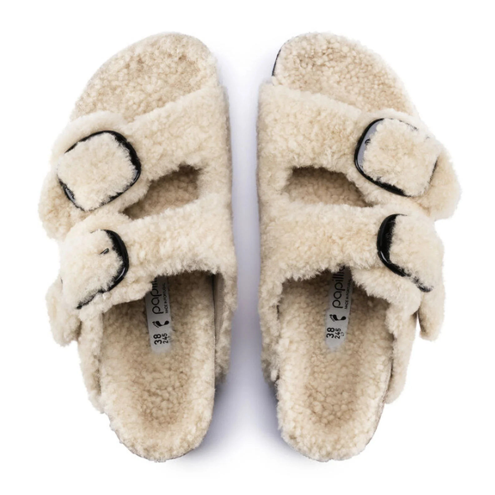 Birkenstock Arizona Big Buckle Slide Sandal (Women) - Teddy Eggshell Shearling - Image 2