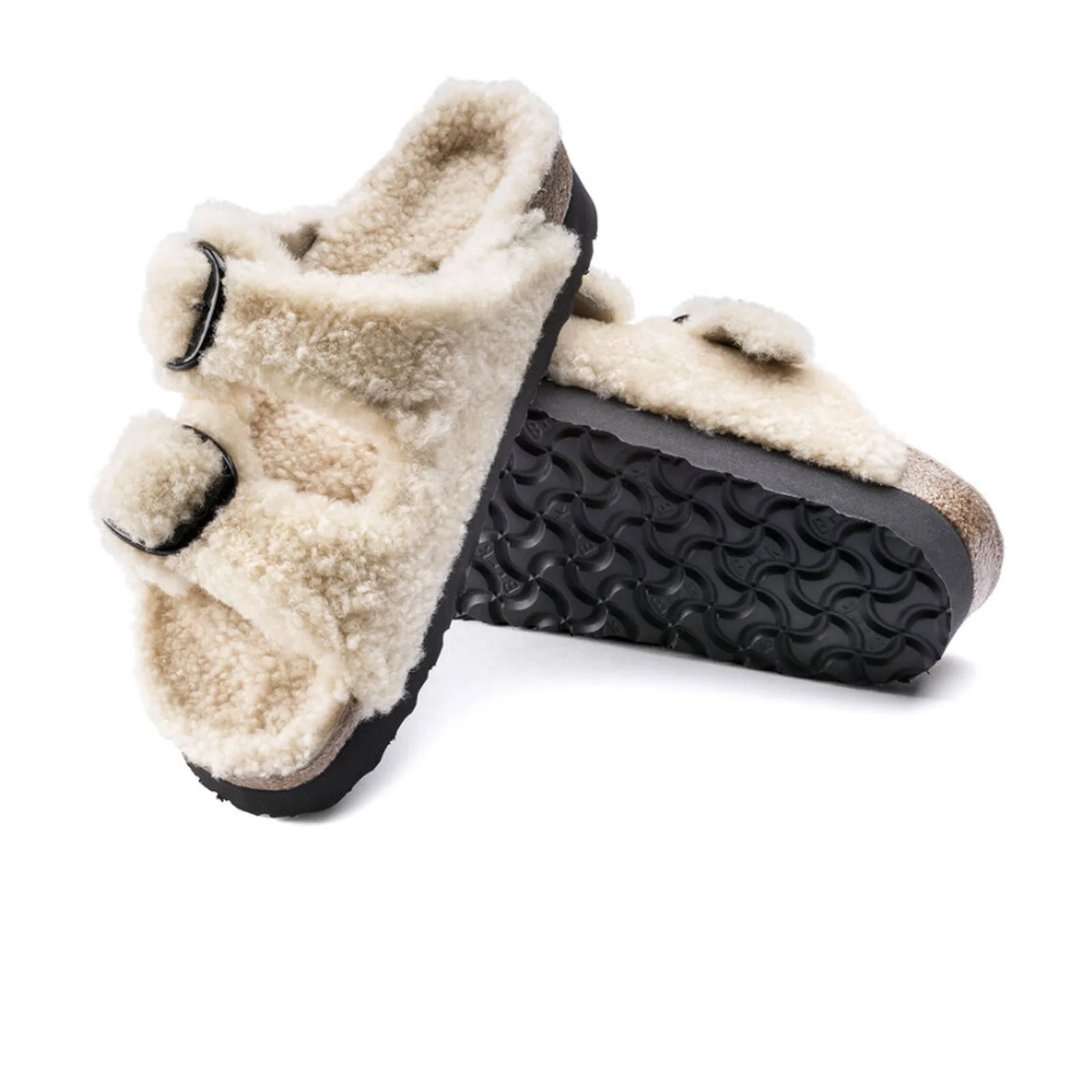 Birkenstock Arizona Big Buckle Slide Sandal (Women) - Teddy Eggshell Shearling - Image 3