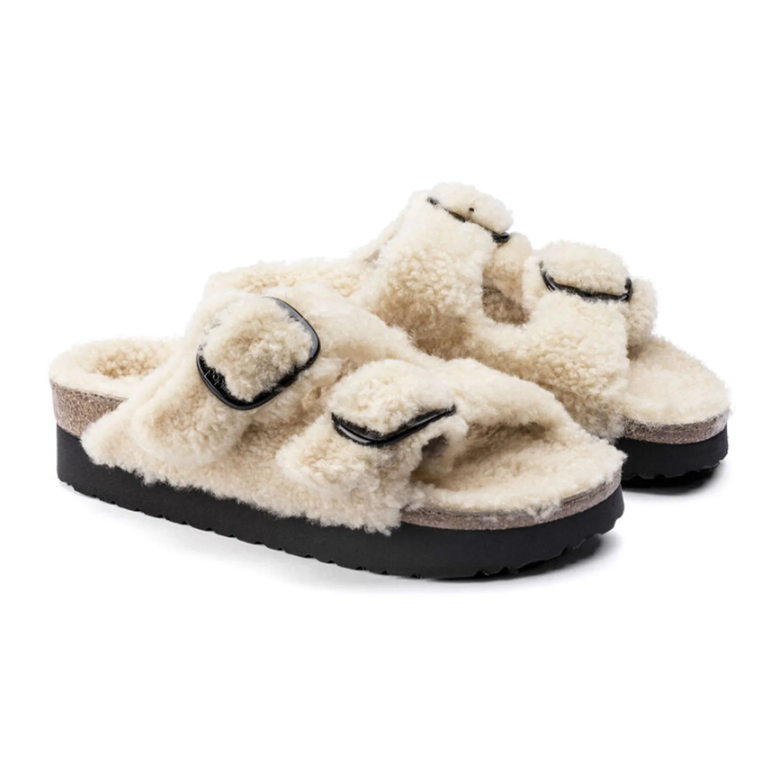 Birkenstock Arizona Big Buckle Slide Sandal (Women) - Teddy Eggshell Shearling - Image 5